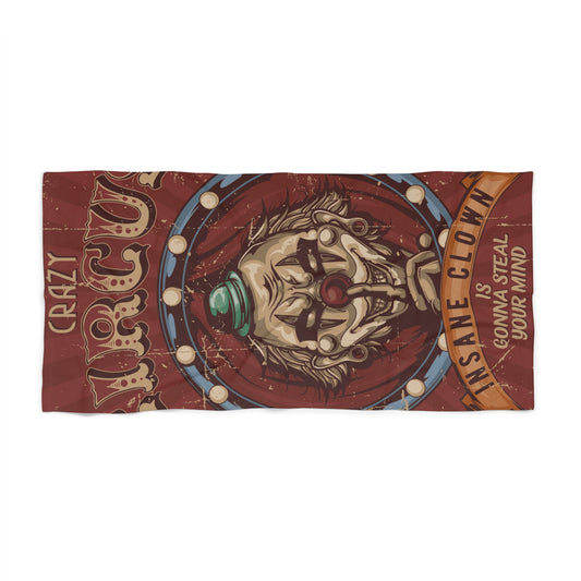 Crazy Circus Insane Clown Beach Towel | Fun Pool Towel | Summer Accessory | Unique Gift for Beach Lovers | Carnival Decor