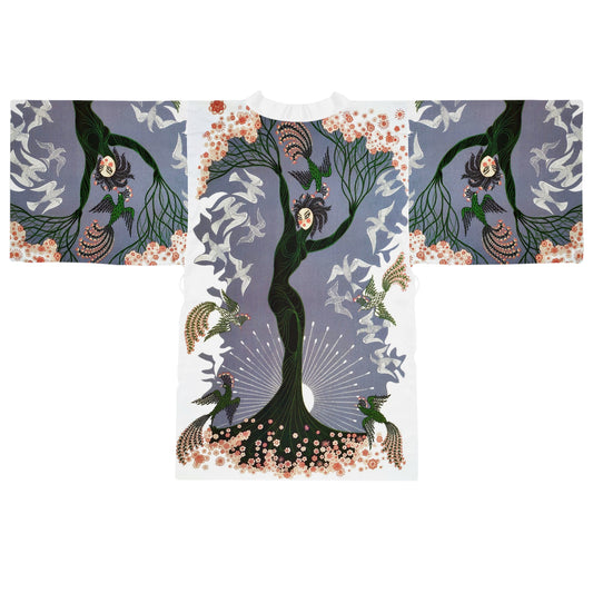 Von Phreak Nature-Inspired Long Sleeve Kimono Robe - Floral Art Design for Relaxation and Style