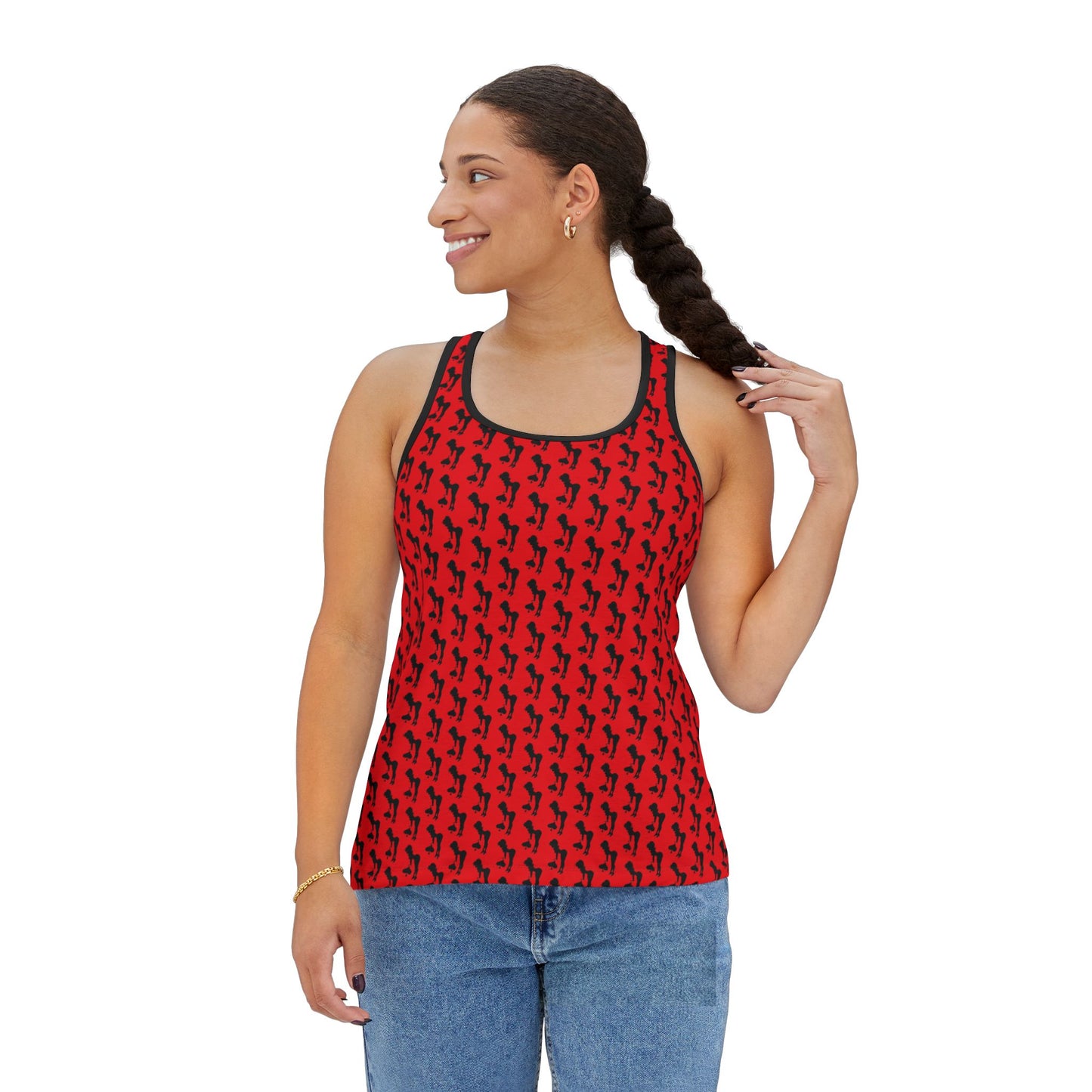 Bold Red and Black Spade Pattern Women's Tank Top - Summer Vibes Clothing (MTO)
