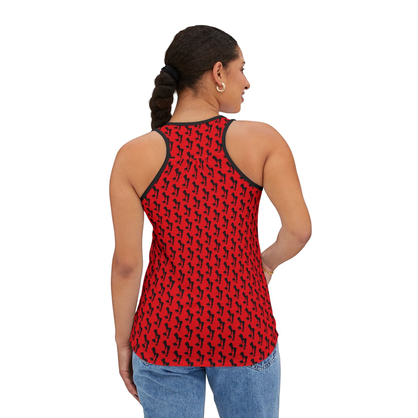 Bold Red and Black Spade Pattern Women's Tank Top - Summer Vibes Clothing (MTO)