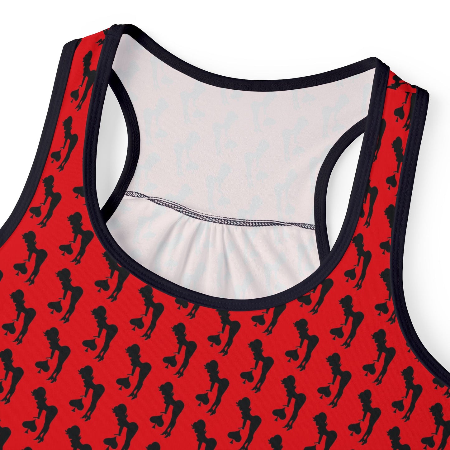 Bold Red and Black Spade Pattern Women's Tank Top - Summer Vibes Clothing (MTO)