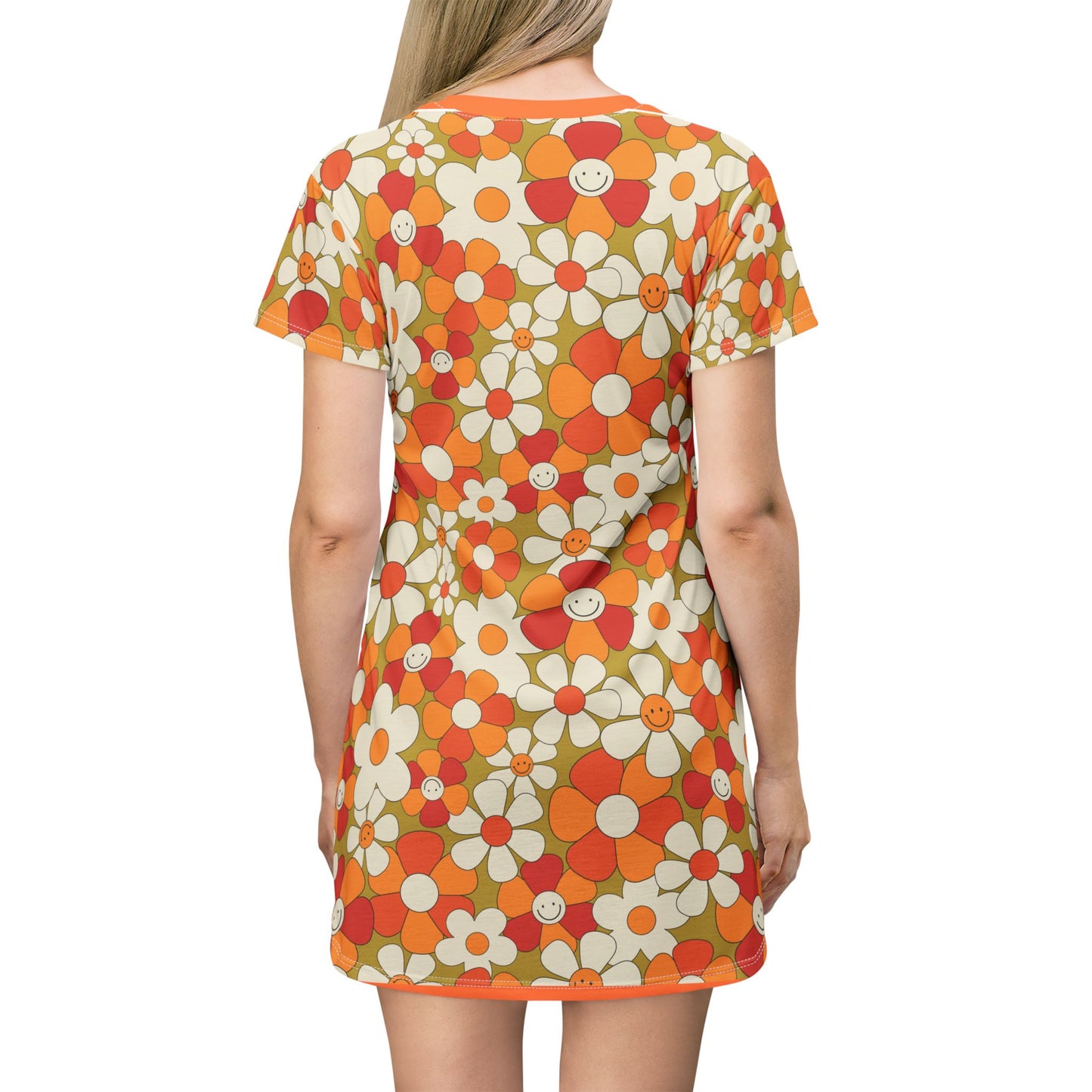 Von Phreak Daisy Smiley Floral T-Shirt Dress for Cheerful Days (MTO)