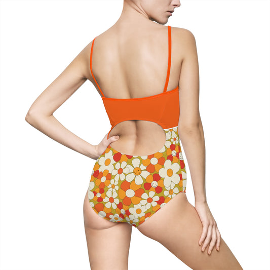 Von Phreak Summer Heat 60's Daisy Floral One-Piece Swimsuit (MTO)