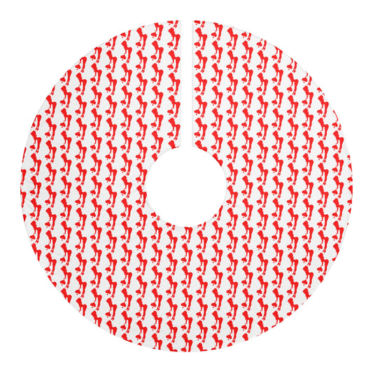 Red on White Spade Giirl Tree Skirt