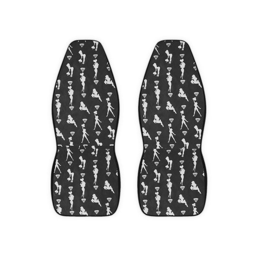 Von Phreak Mud-Flap Girls Stylish Polyester Car Seat Covers - Fun Patterns, Auto Accessories, Gift for Car Lovers, Unique Car Decor, Road Trip Essentials