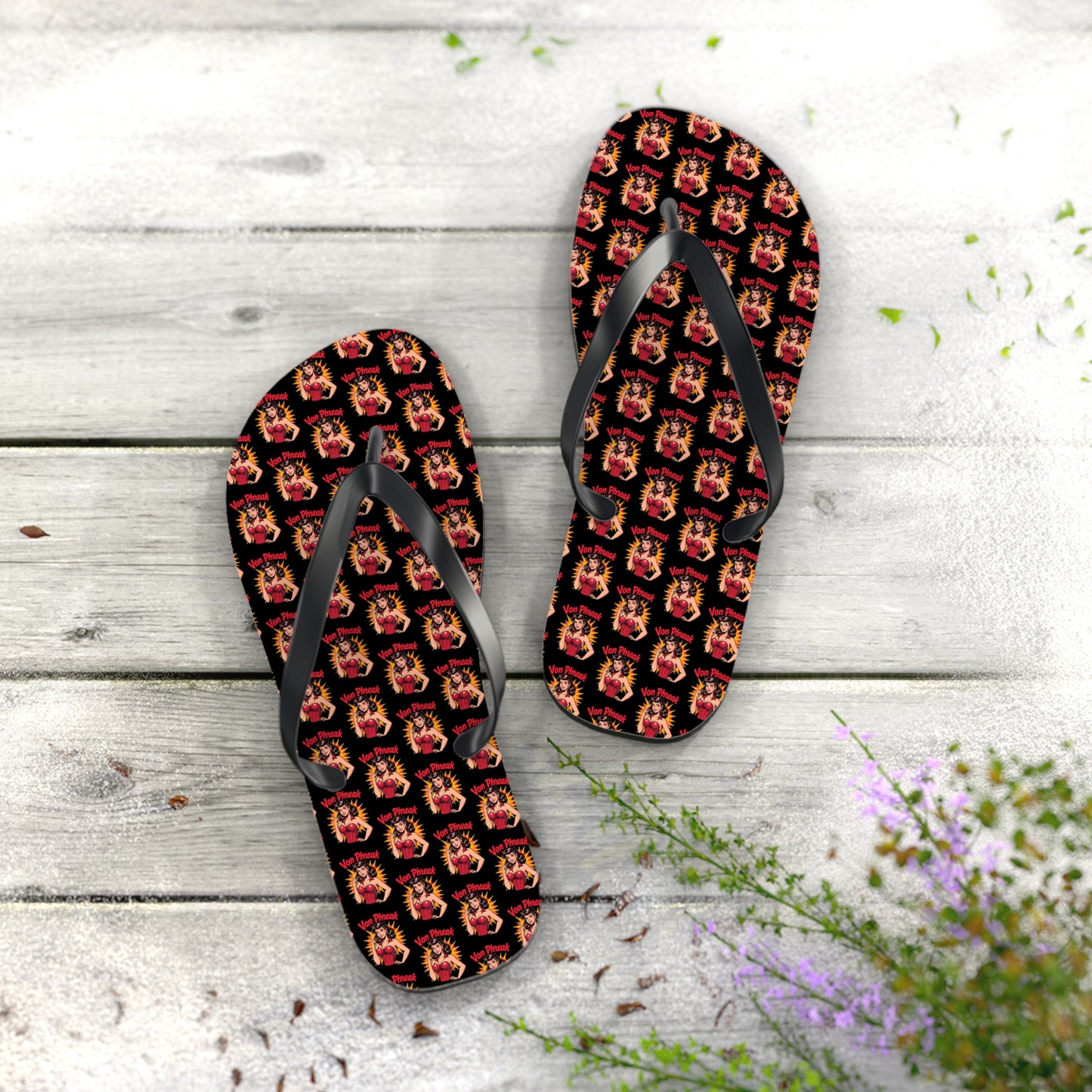 Vibrant Retro Comic Design Flip Flops – Perfect for Summer Fun and Beach Days (MTO)