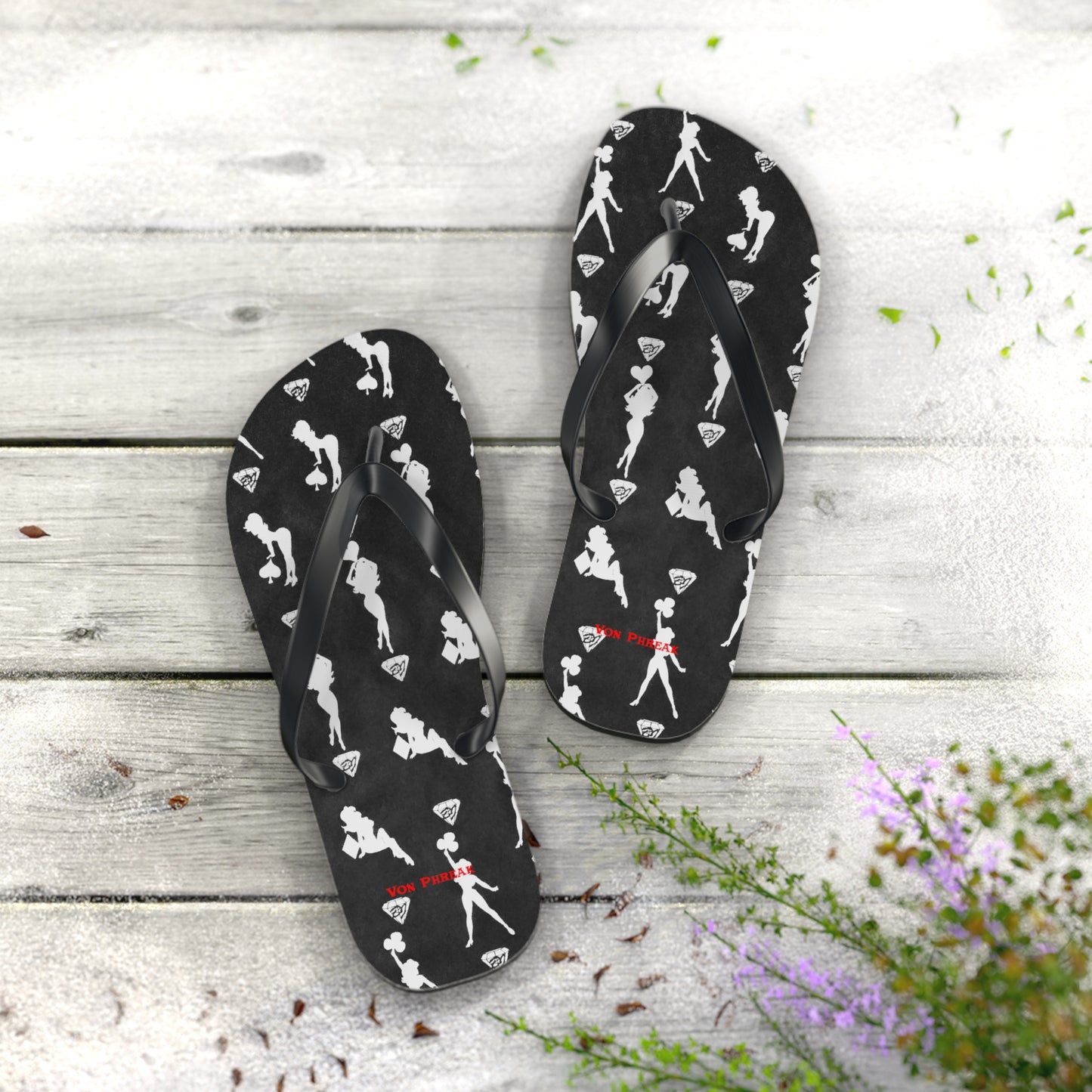 Stylish Mud-Flap Black & Silver Flip Flops - Perfect for Summer Fun & Beach Days (MTO)