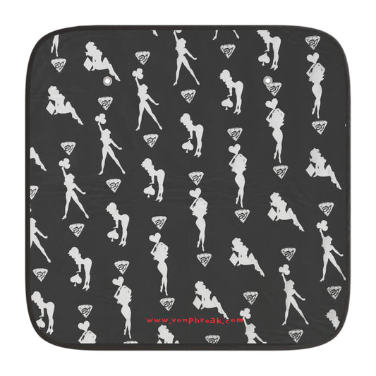Silver & Black Car Sun Shades - Mud Flap Girls Silhouette Design - Stylish Auto Accessories by Von Phreak