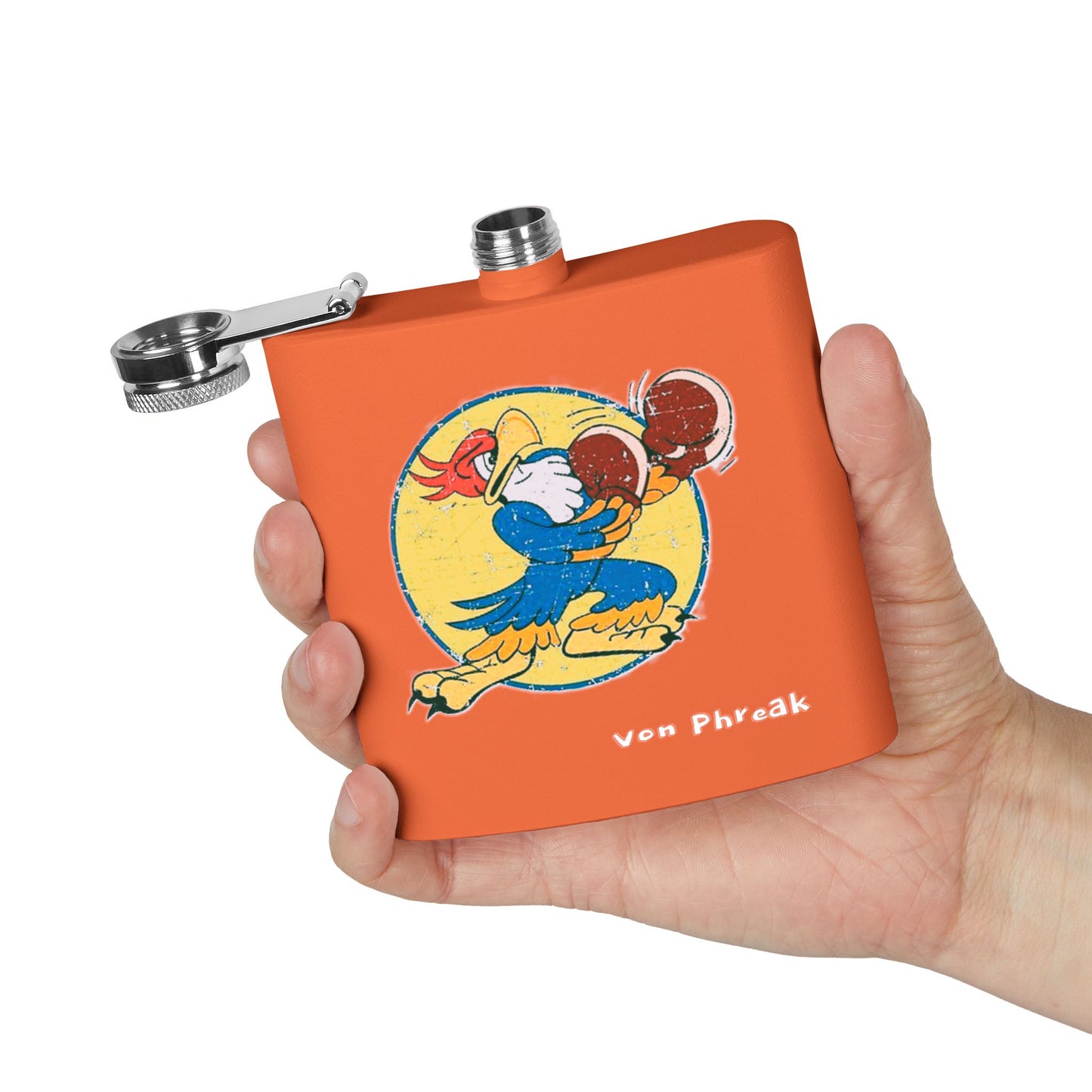 Vintage Rooster Stainless Steel Flask, 6oz - Fist Up Roster by Von Phreak