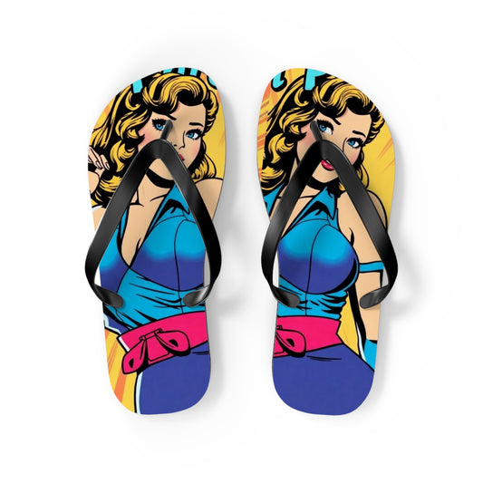 Retro Pop Art Flip Flops - Chic Beach Footwear (MTO)