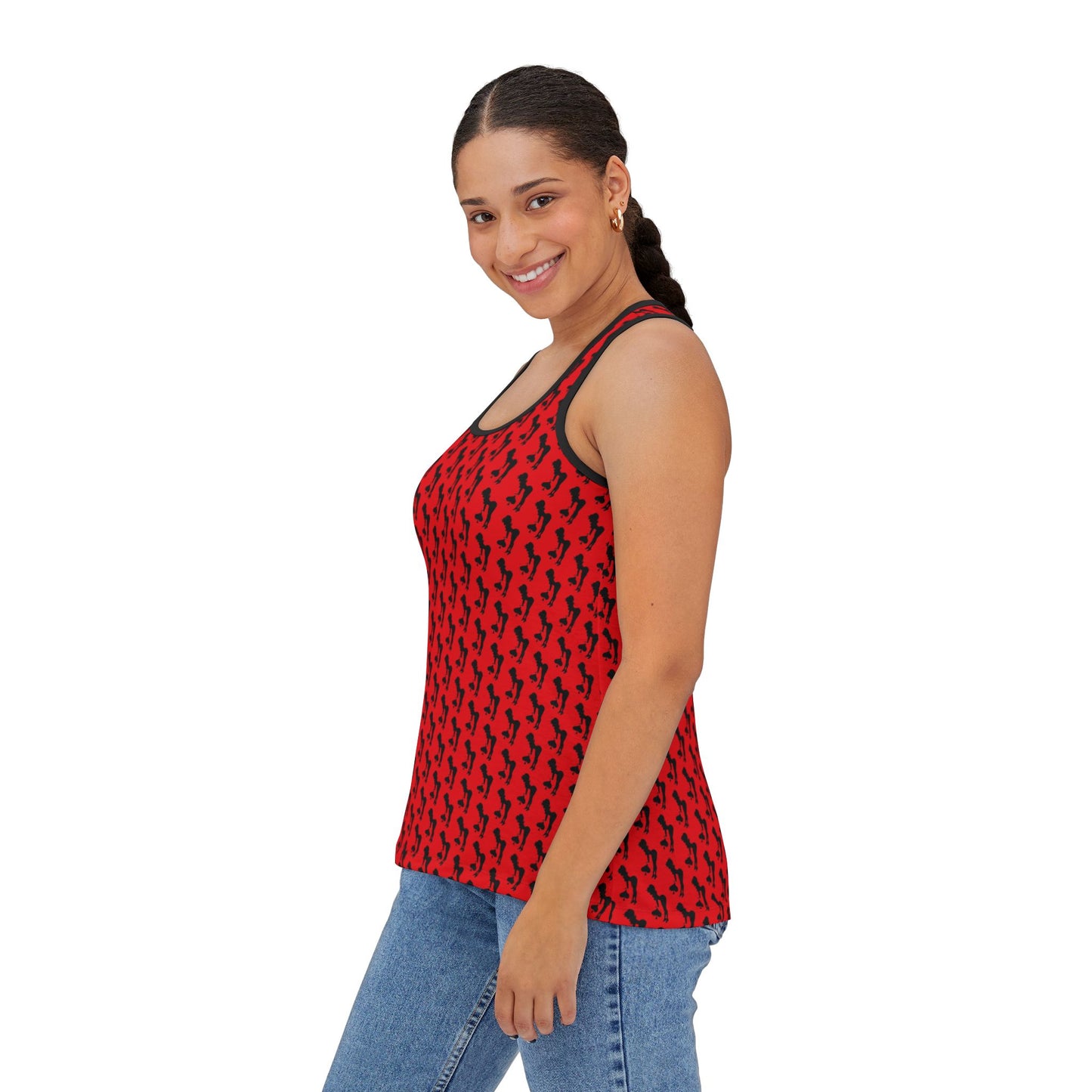 Bold Red and Black Spade Pattern Women's Tank Top - Summer Vibes Clothing (MTO)