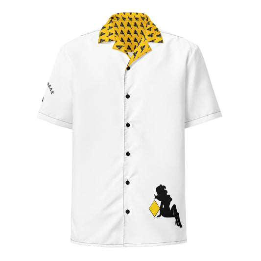 (Made to Order) Von Phreak Diamond Girl Black and Gold button shirt
