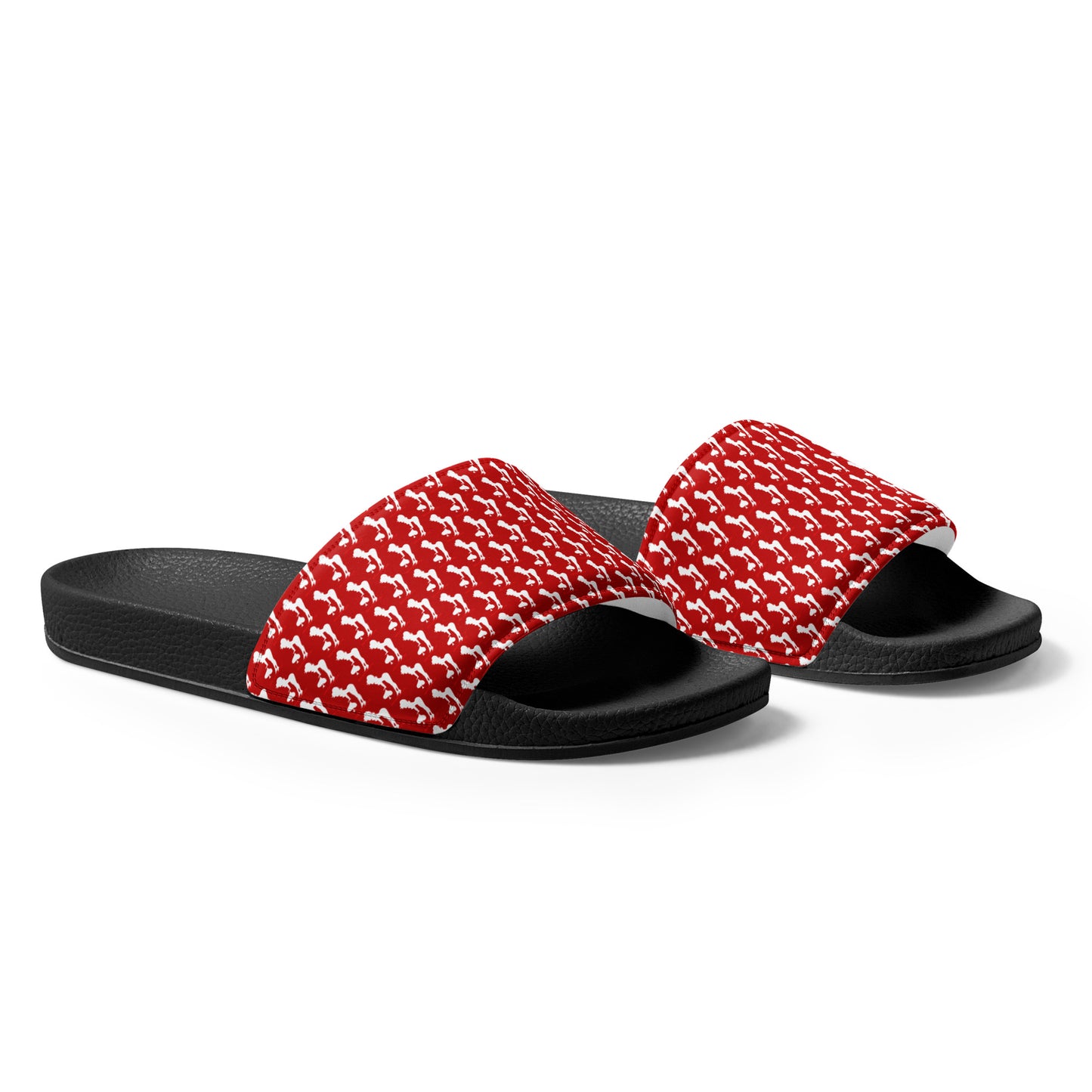 White Spade Men’s slides- Dark Red