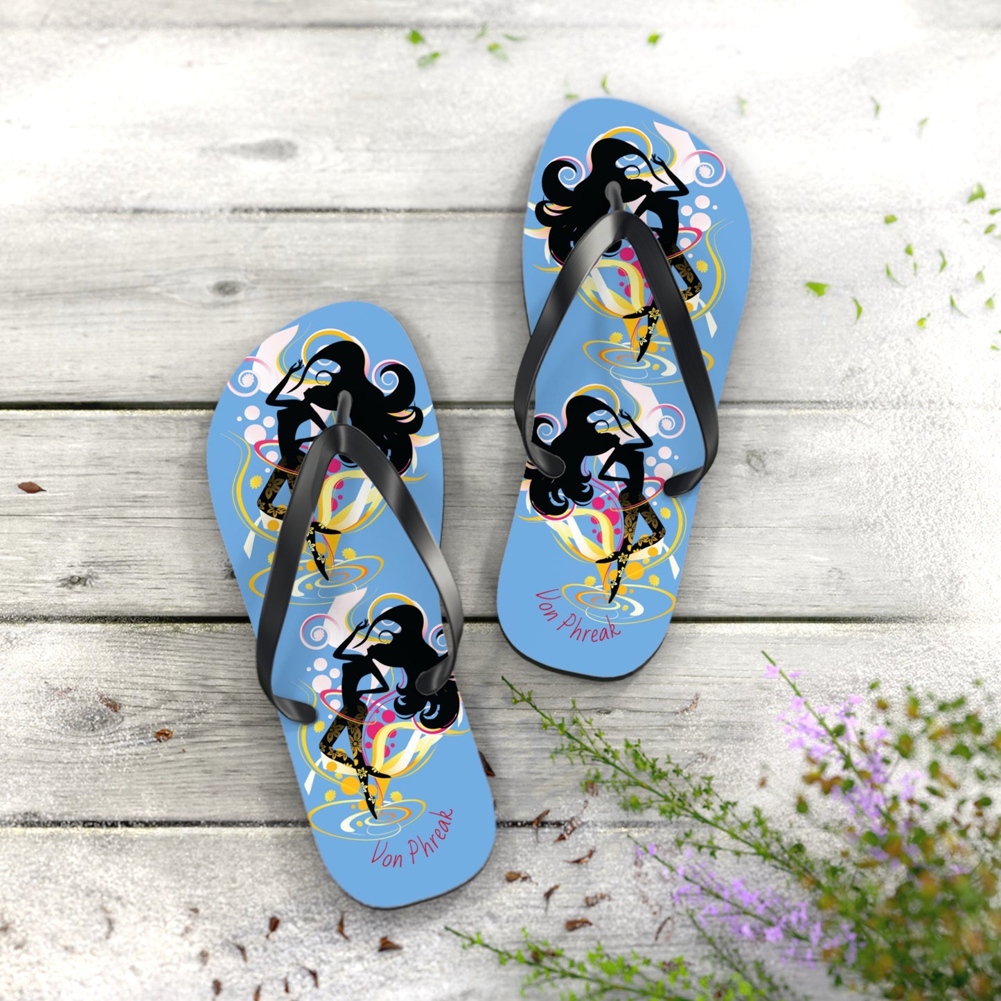 Artistic Flip Flops for Summer Fun, Beachwear, Vacation Sandals, Pool Party, Gifts for Her, Colorful Footwear