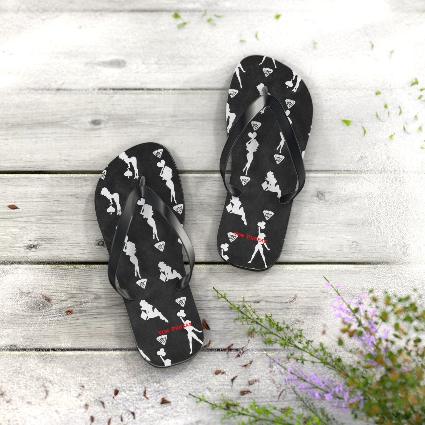 Stylish Mud-Flap Black & Silver Flip Flops - Perfect for Summer Fun & Beach Days (MTO)