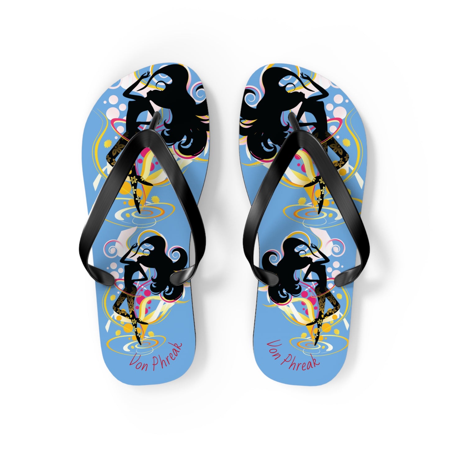 Artistic Flip Flops for Summer Fun, Beachwear, Vacation Sandals, Pool Party, Gifts for Her, Colorful Footwear