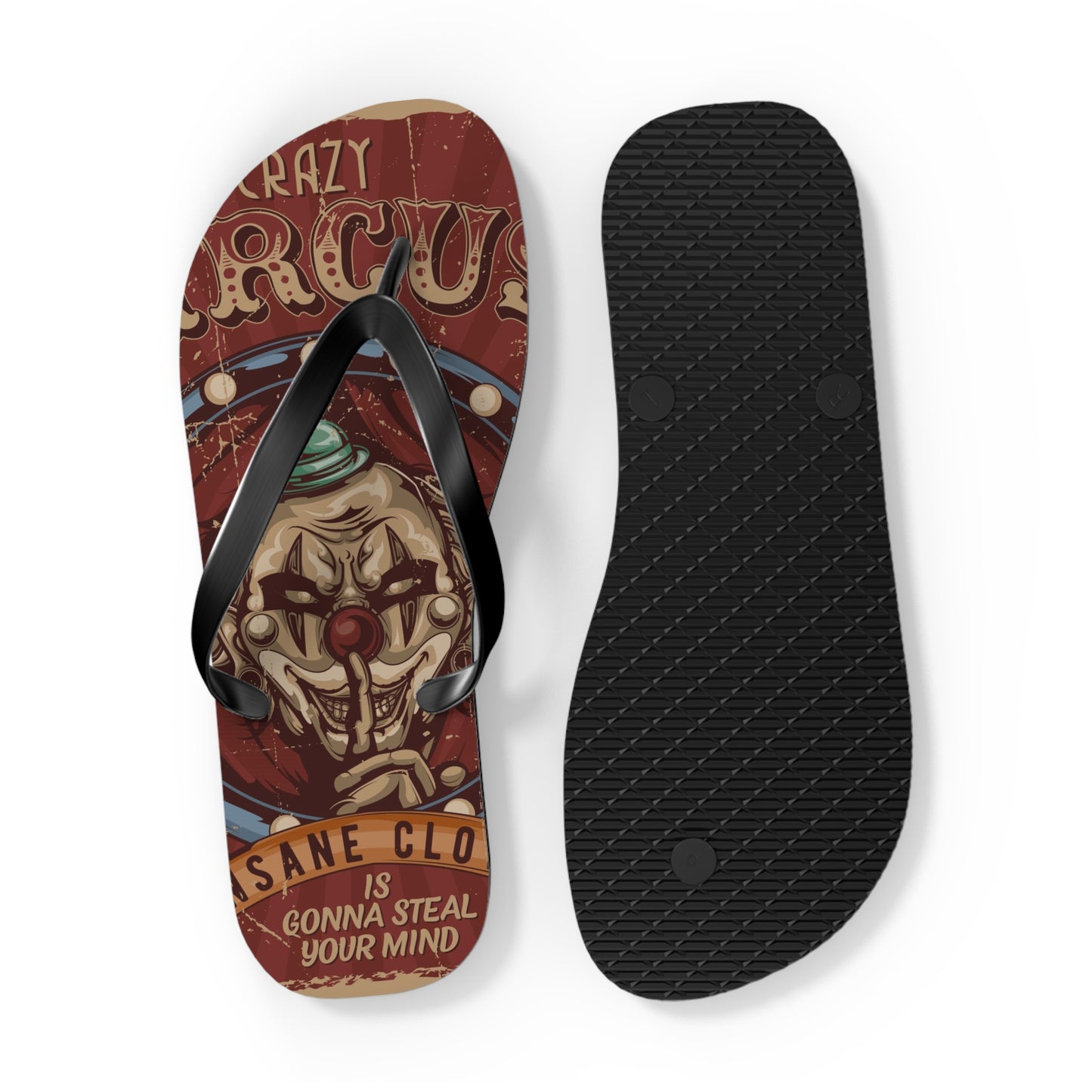 Von Phreak Crazy Circus Flip Flops - Fun Summer Footwear for Clown Lovers (MTO)