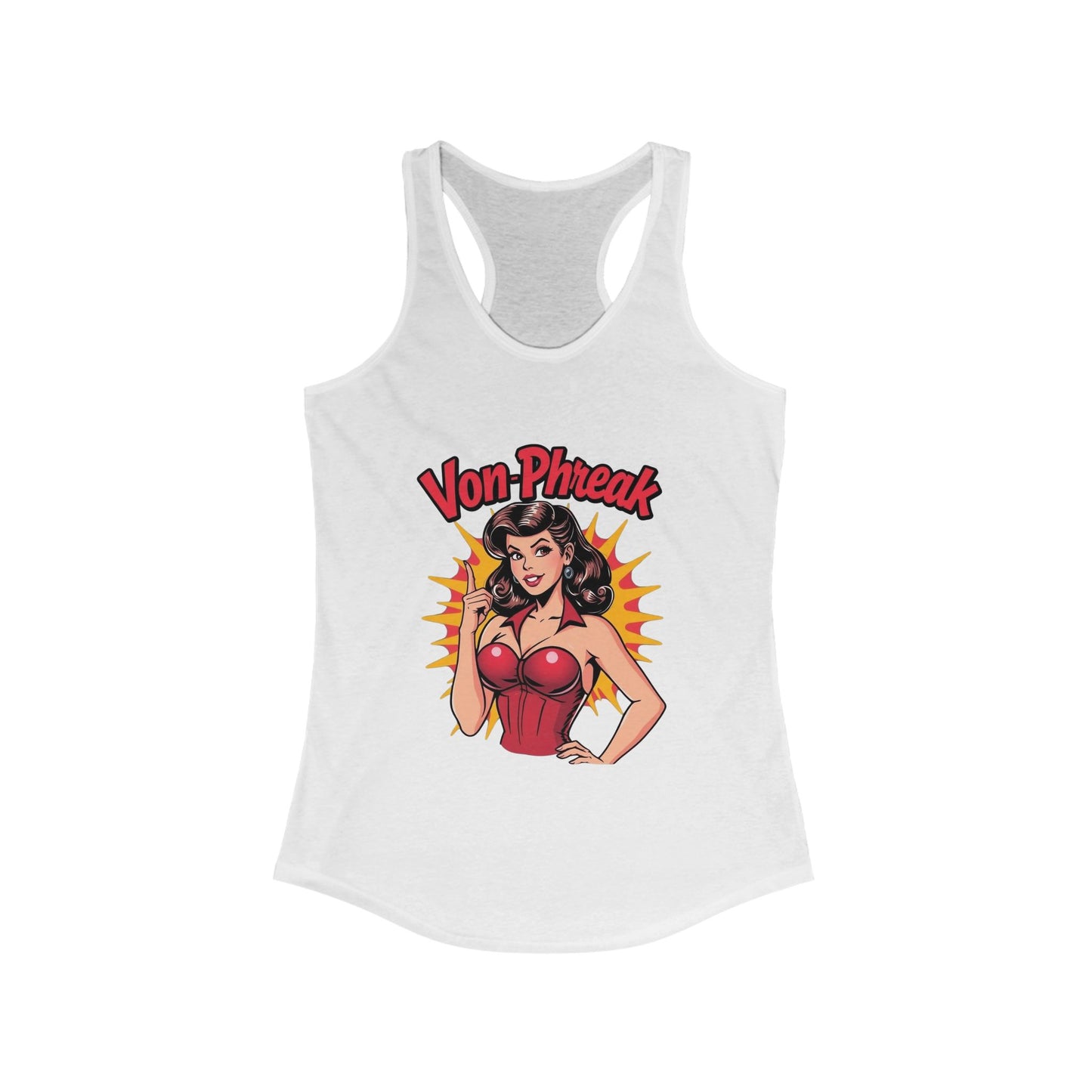 Retro Pin-Up Style Racerback Tank Top, Stylish Sleeveless Shirt for Summer, Fun Beachwear, Festival Outfit, Gifts for Her