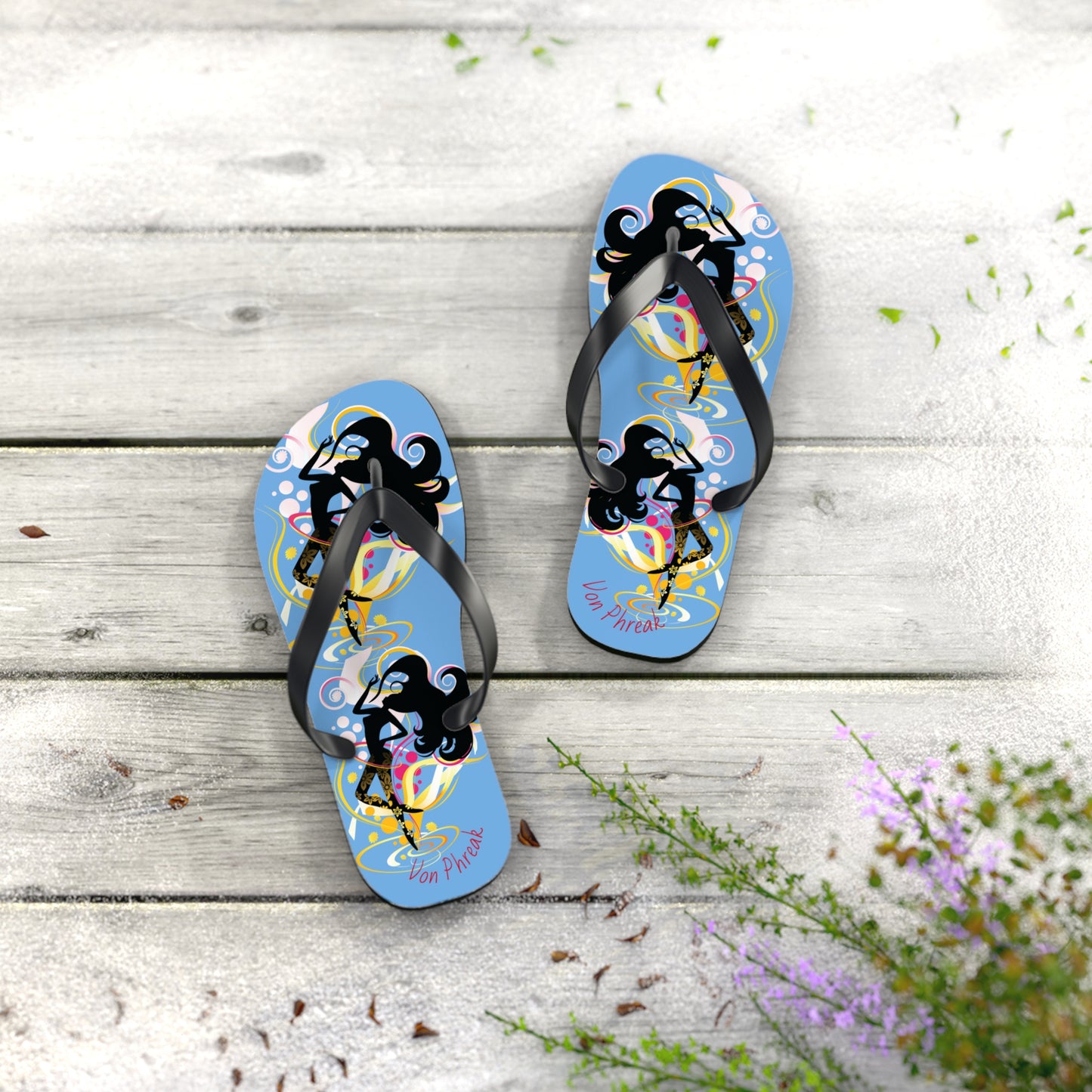 Artistic Flip Flops for Summer Fun, Beachwear, Vacation Sandals, Pool Party, Gifts for Her, Colorful Footwear