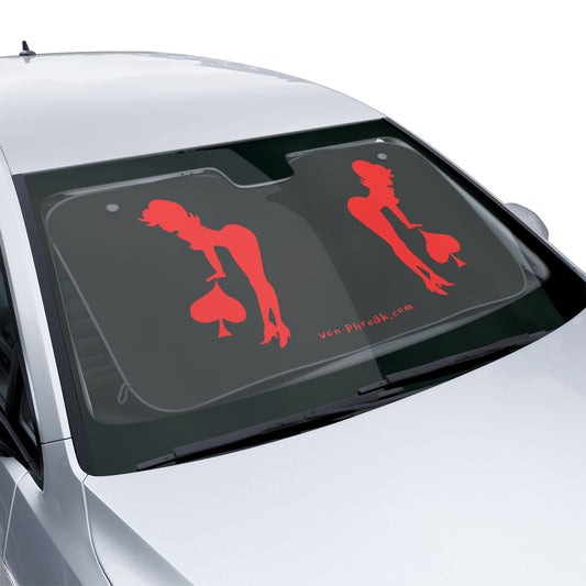 Red Spade girl Mud Flap Sunshades with Retro Design, by Von Phreak.