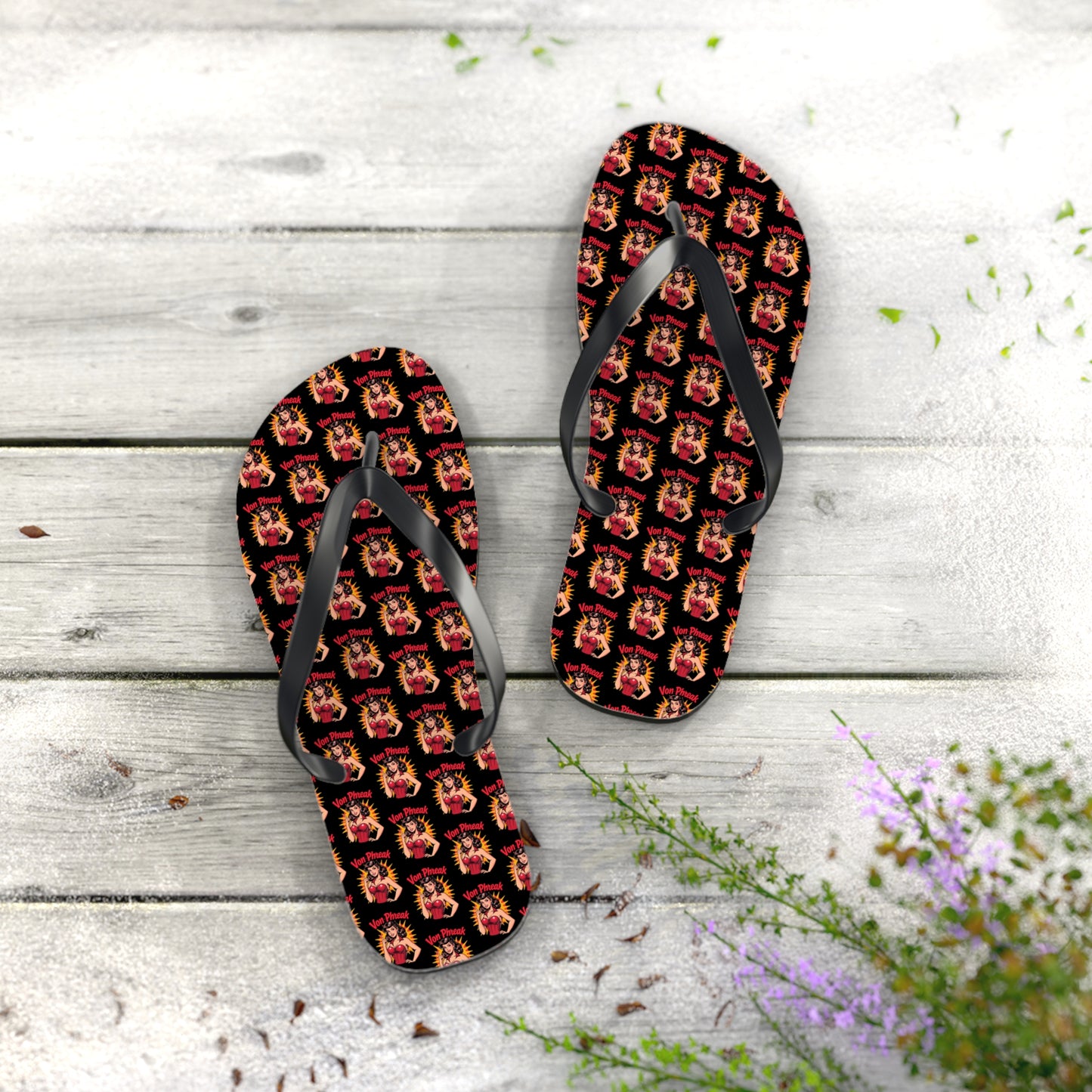 Vibrant Retro Comic Design Flip Flops – Perfect for Summer Fun and Beach Days (MTO)