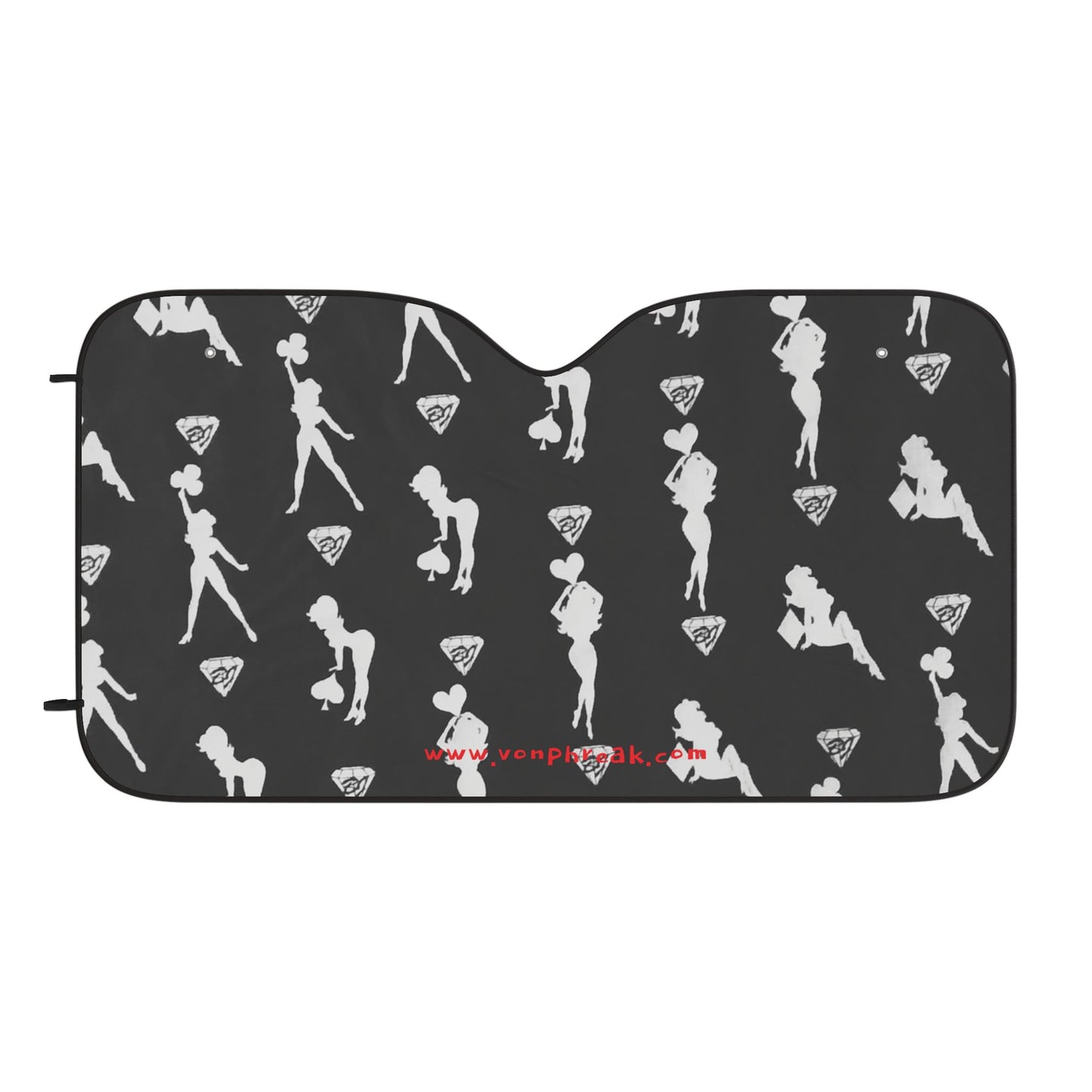 Silver & Black Car Sun Shades - Mud Flap Girls Silhouette Design - Stylish Auto Accessories by Von Phreak
