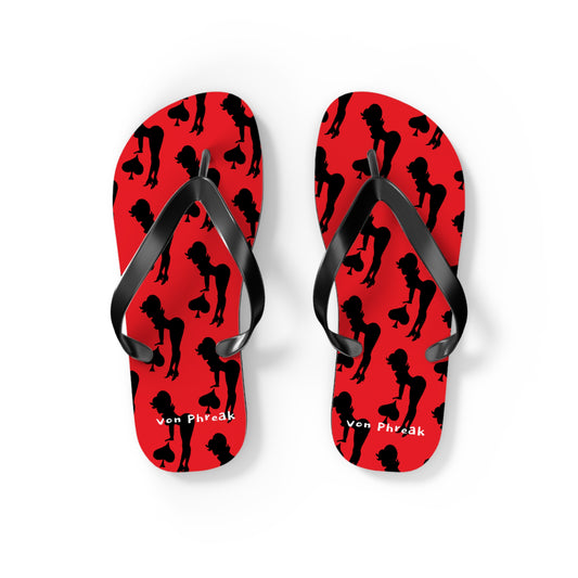 Stylish Black Spade Girl Silhouette Flip Flops - Trendy Summer Footwear for Beach Lovers (MTO)