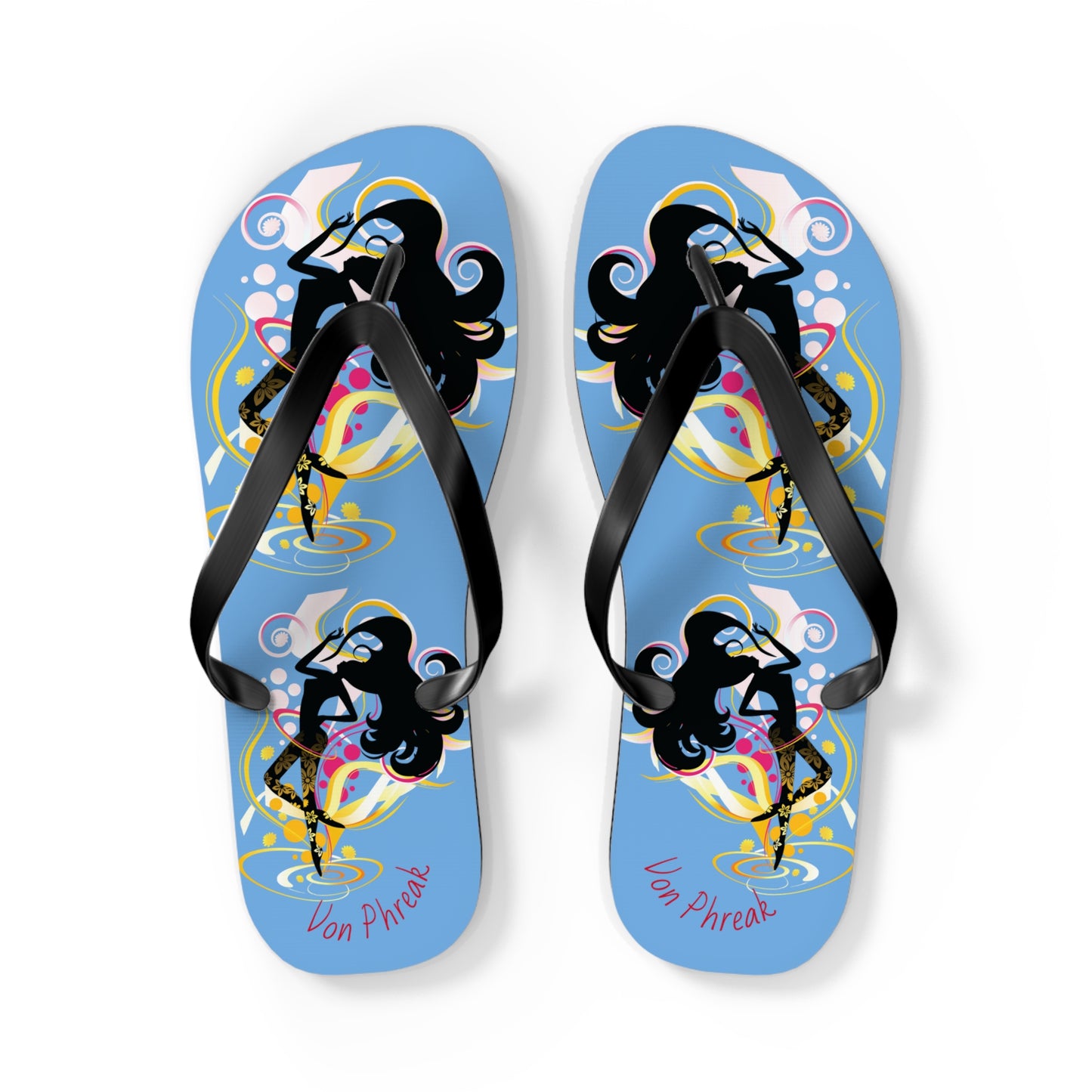 Artistic Flip Flops for Summer Fun, Beachwear, Vacation Sandals, Pool Party, Gifts for Her, Colorful Footwear