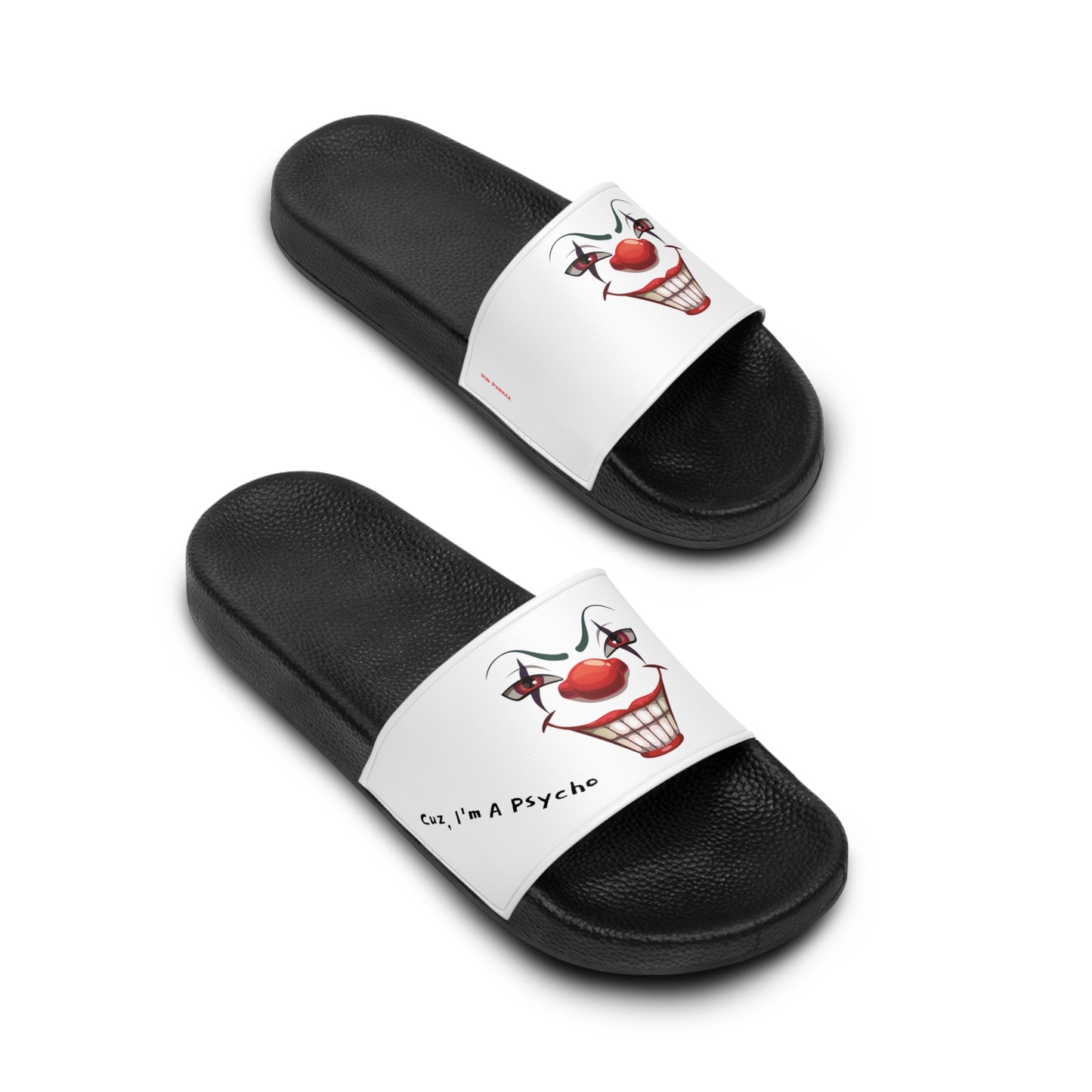 Funny Clown Men's Slide Sandals, Unique Slip-On Shoes, Summer Footwear, Beach Sandals, Gift for Him