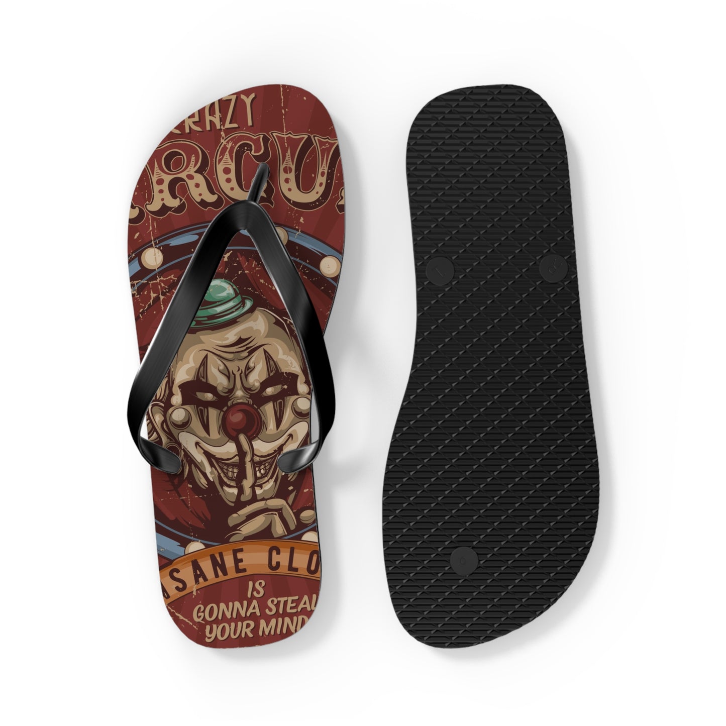 Von Phreak Crazy Circus Flip Flops - Fun Summer Footwear for Clown Lovers (MTO)