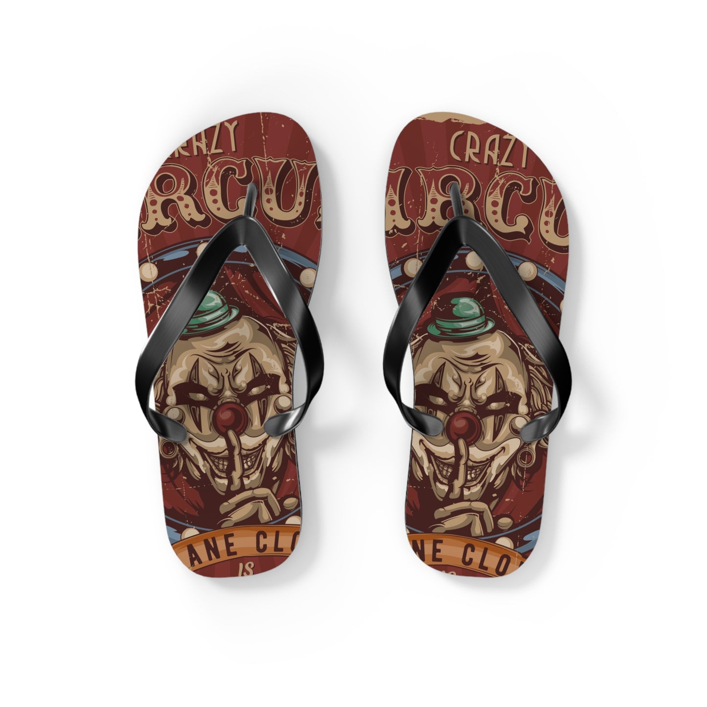 Von Phreak Crazy Circus Flip Flops - Fun Summer Footwear for Clown Lovers (MTO)