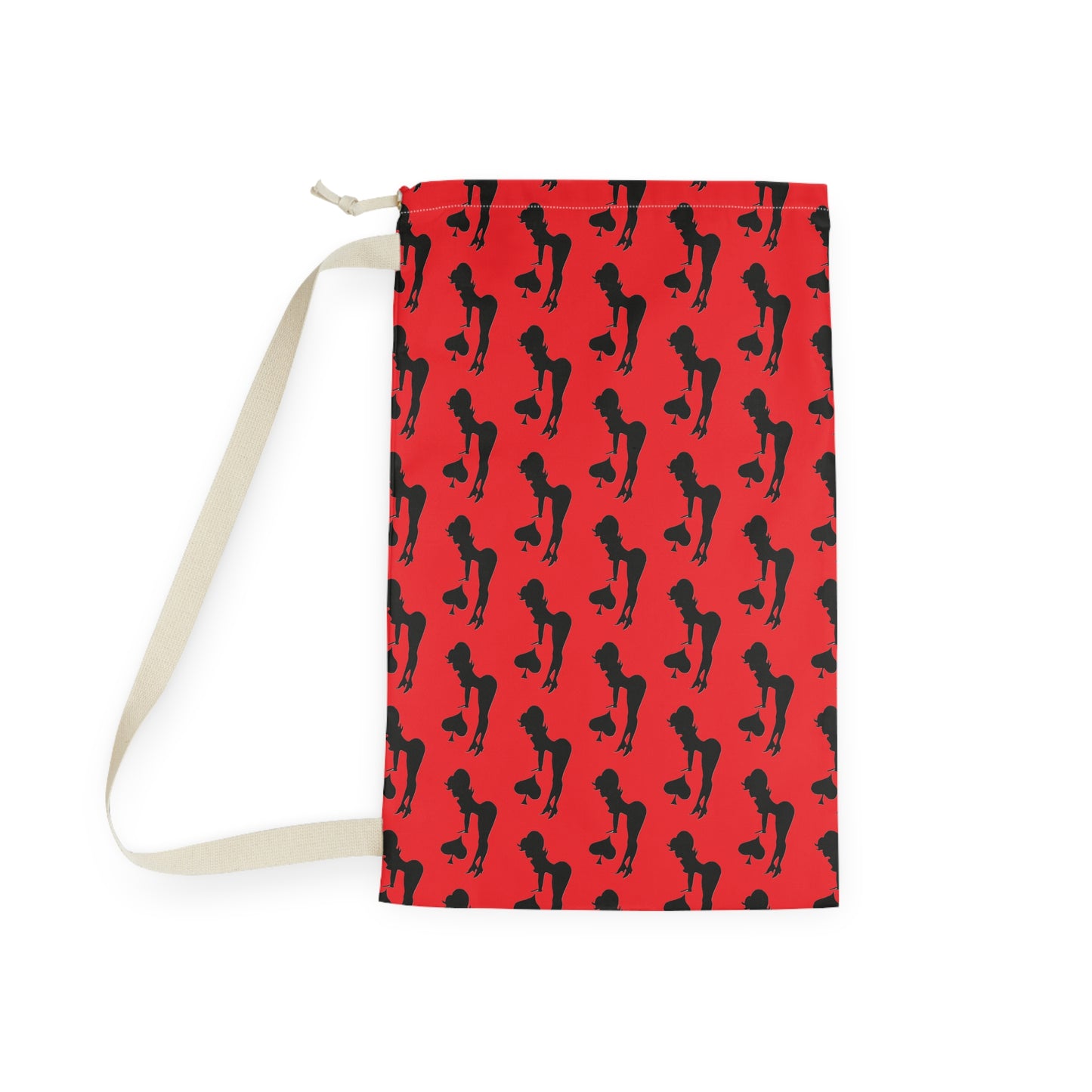 Stylish Red Laundry Bag with Fun Silhouette of Spade Girl Design (MTO)