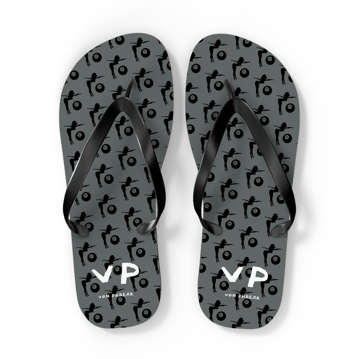 Flip Flops with Mud Flap Girl Holding 8-Ball Design (MTO)