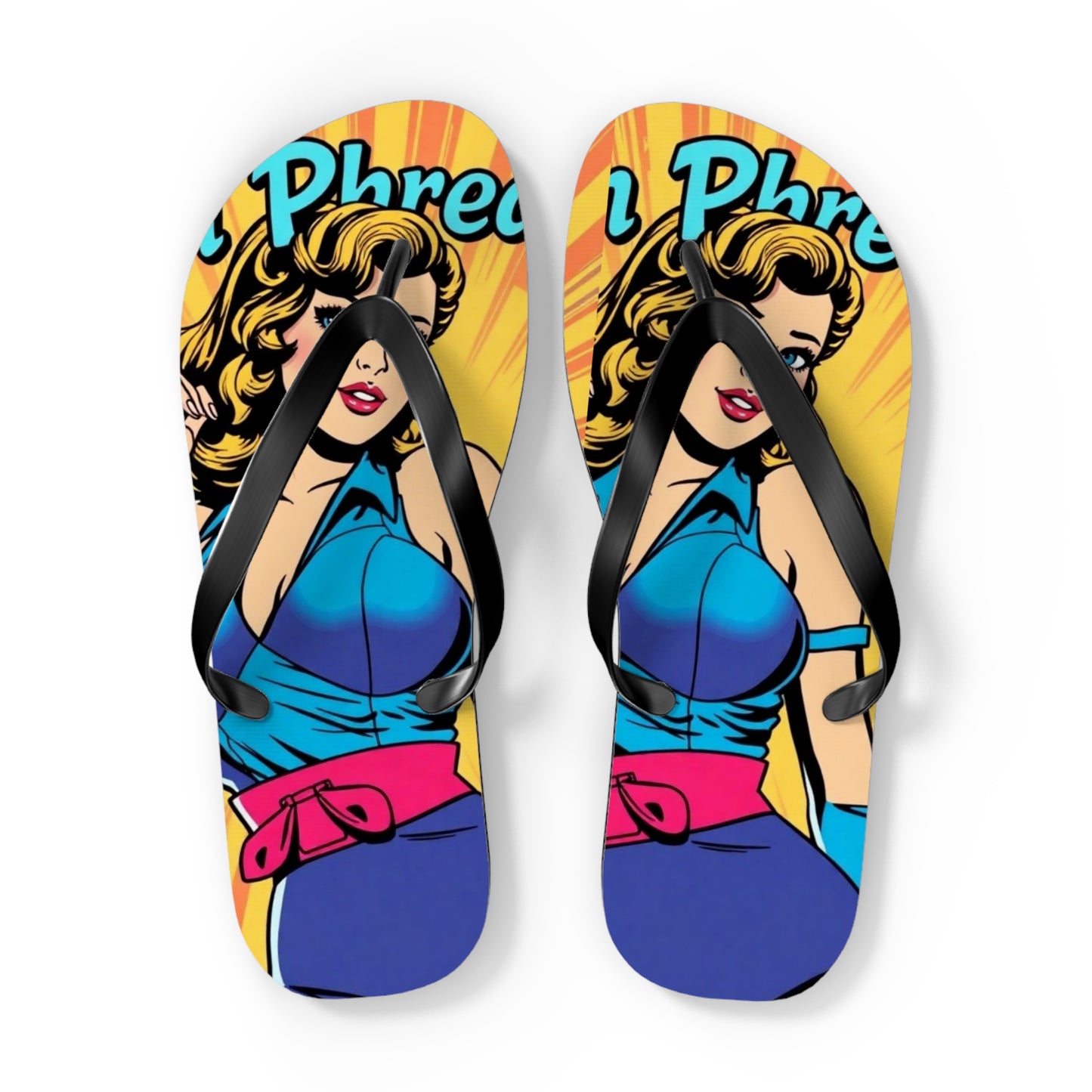 Retro Pop Art Flip Flops - Chic Beach Footwear (MTO)
