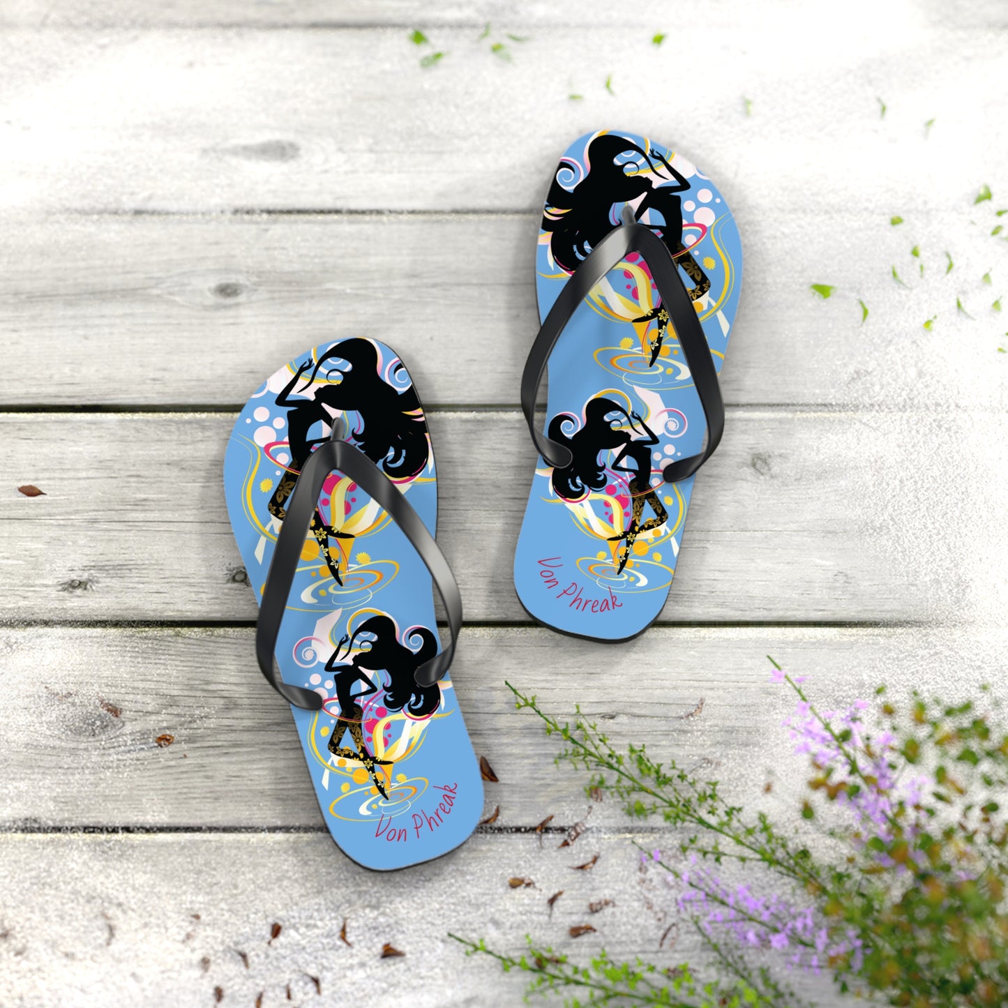 Artistic Flip Flops for Summer Fun, Beachwear, Vacation Sandals, Pool Party, Gifts for Her, Colorful Footwear
