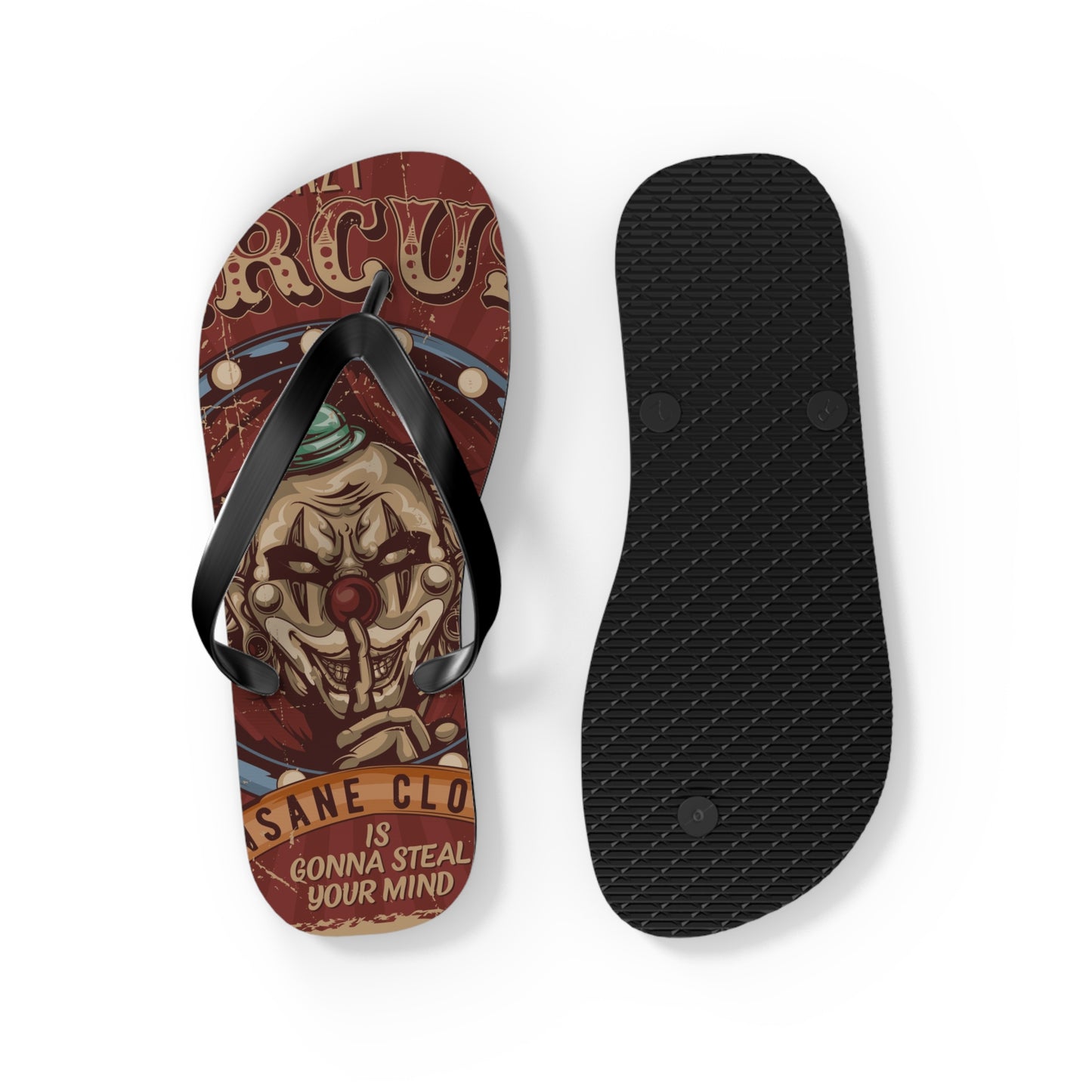 Von Phreak Crazy Circus Flip Flops - Fun Summer Footwear for Clown Lovers (MTO)