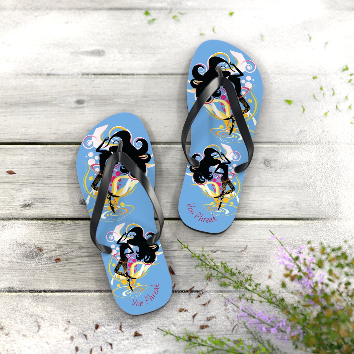 Artistic Flip Flops for Summer Fun, Beachwear, Vacation Sandals, Pool Party, Gifts for Her, Colorful Footwear