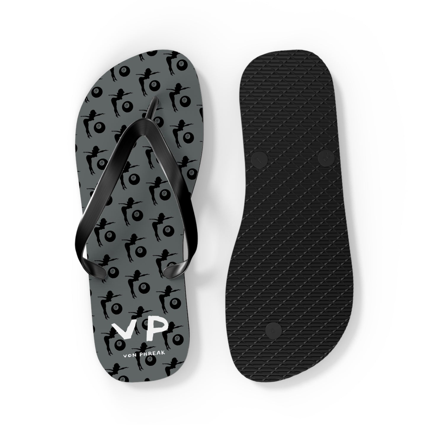 Flip Flops with Mud Flap Girl Holding 8-Ball Design (MTO)