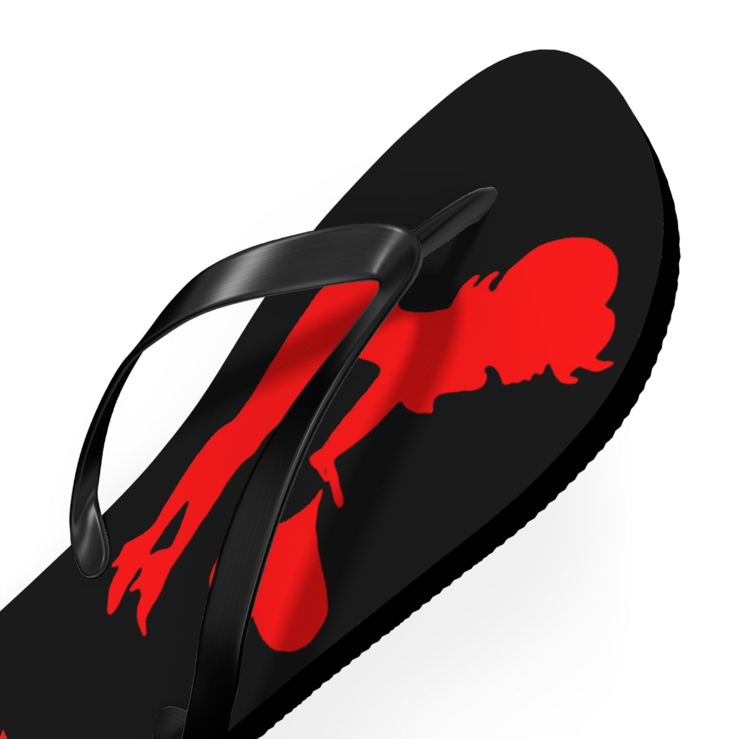 Von Phreak Rebel Flip Flops - Black with Red Silhouette of Mud-Flap Stylish Summer Footwear, Beach Essentials, Poolside Comfort, Vacation Ready, Trendy Accessories