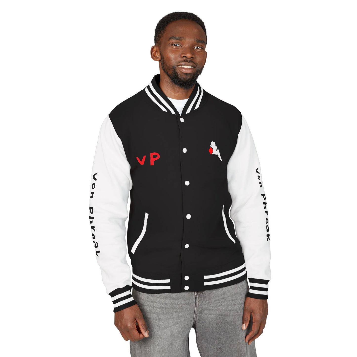 Letterman Jacket with Red Diamond & White Mud-Flap Girl Design