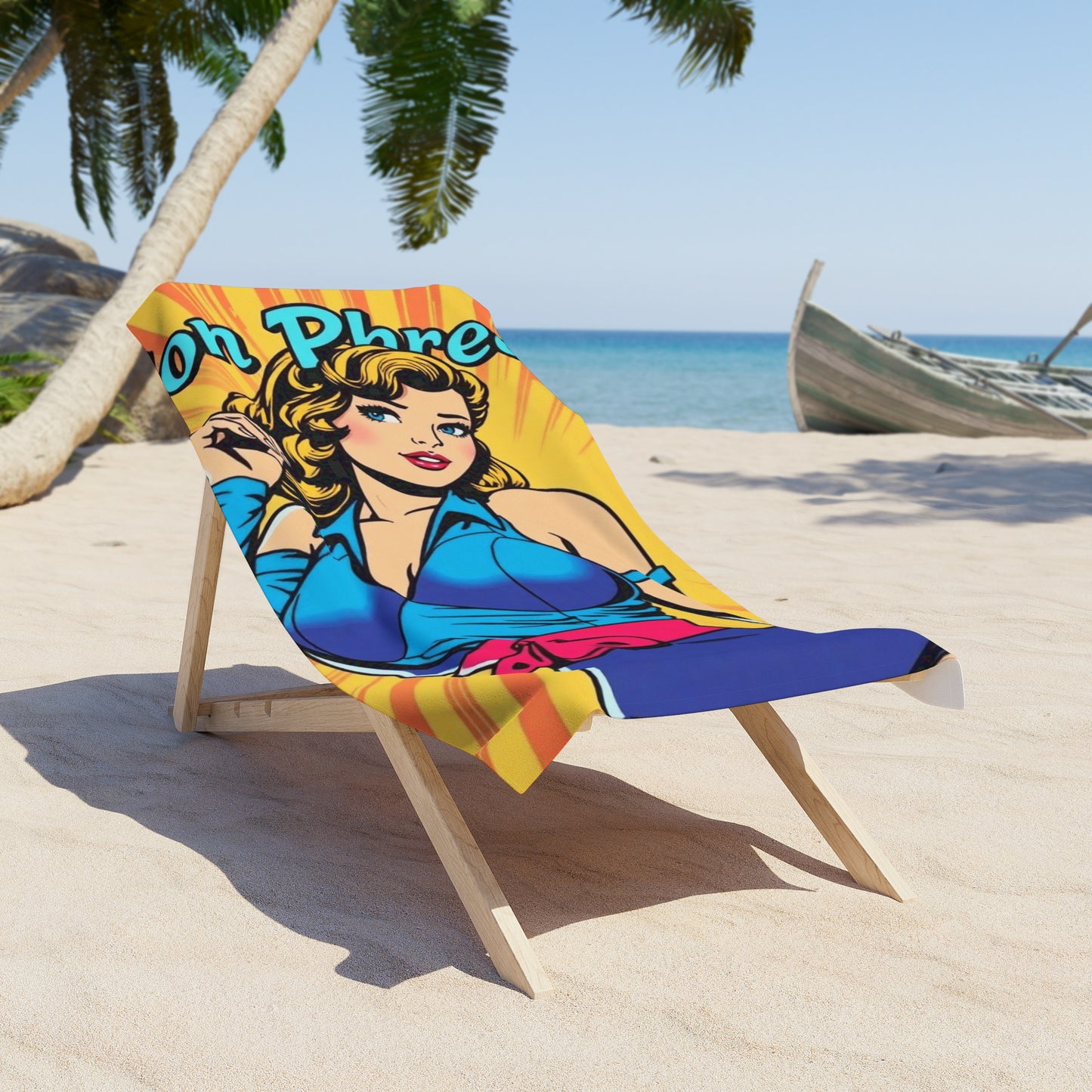 Von Phreak Vibrant Beach Towel - Retro Pop Art, Poolside Accessory, Summer Vibes, Gift for Beach Lovers, Fun Home Decor