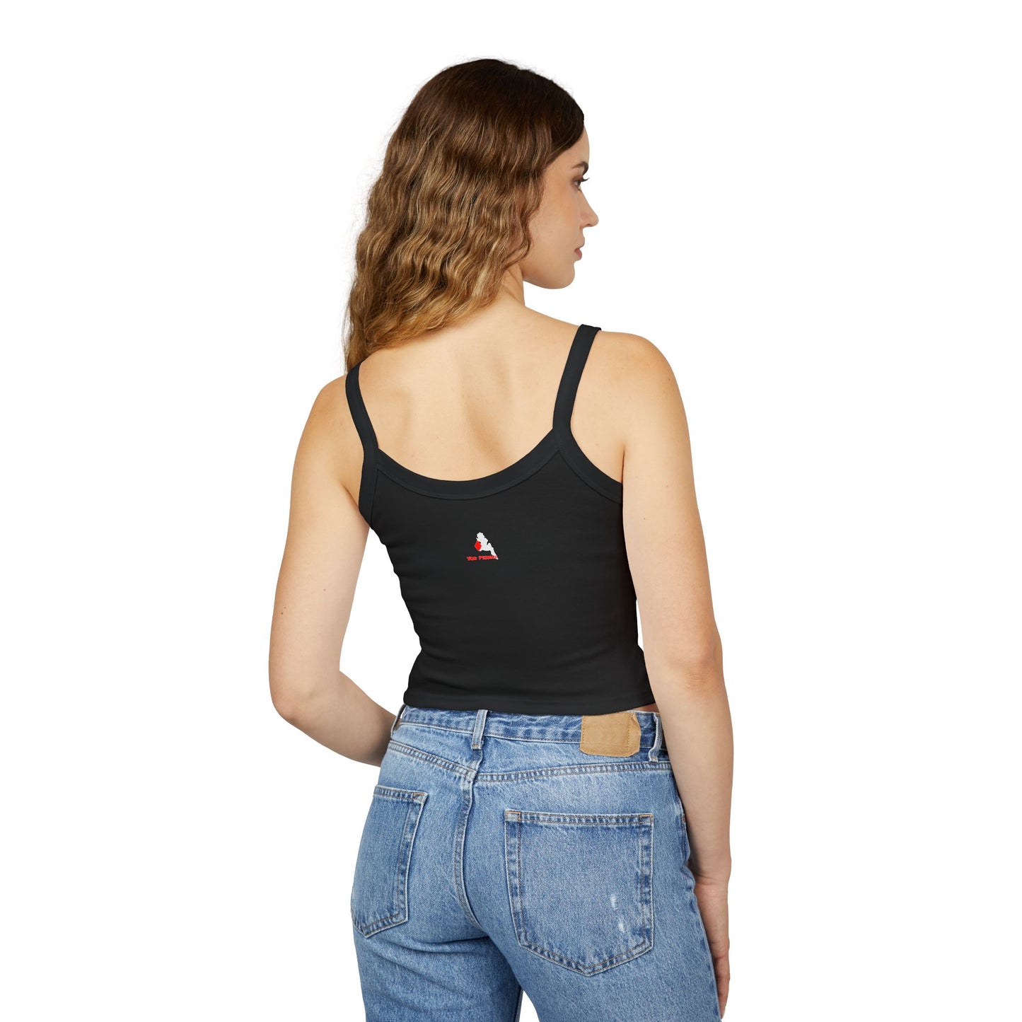 Von Phreak Red Diamond Silhouette of White Mud-Flap Girl Women's Spaghetti Strap Tank Top (MTO)