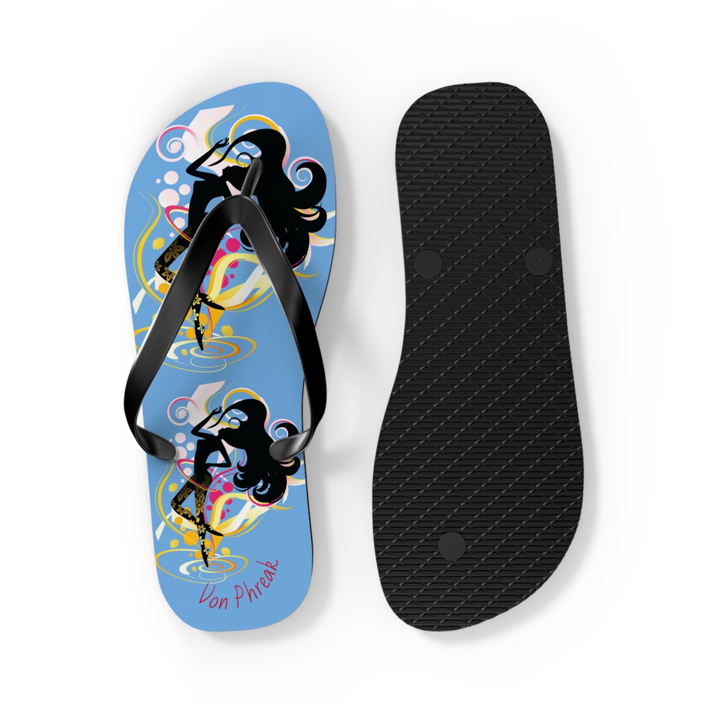 Artistic Flip Flops for Summer Fun, Beachwear, Vacation Sandals, Pool Party, Gifts for Her, Colorful Footwear