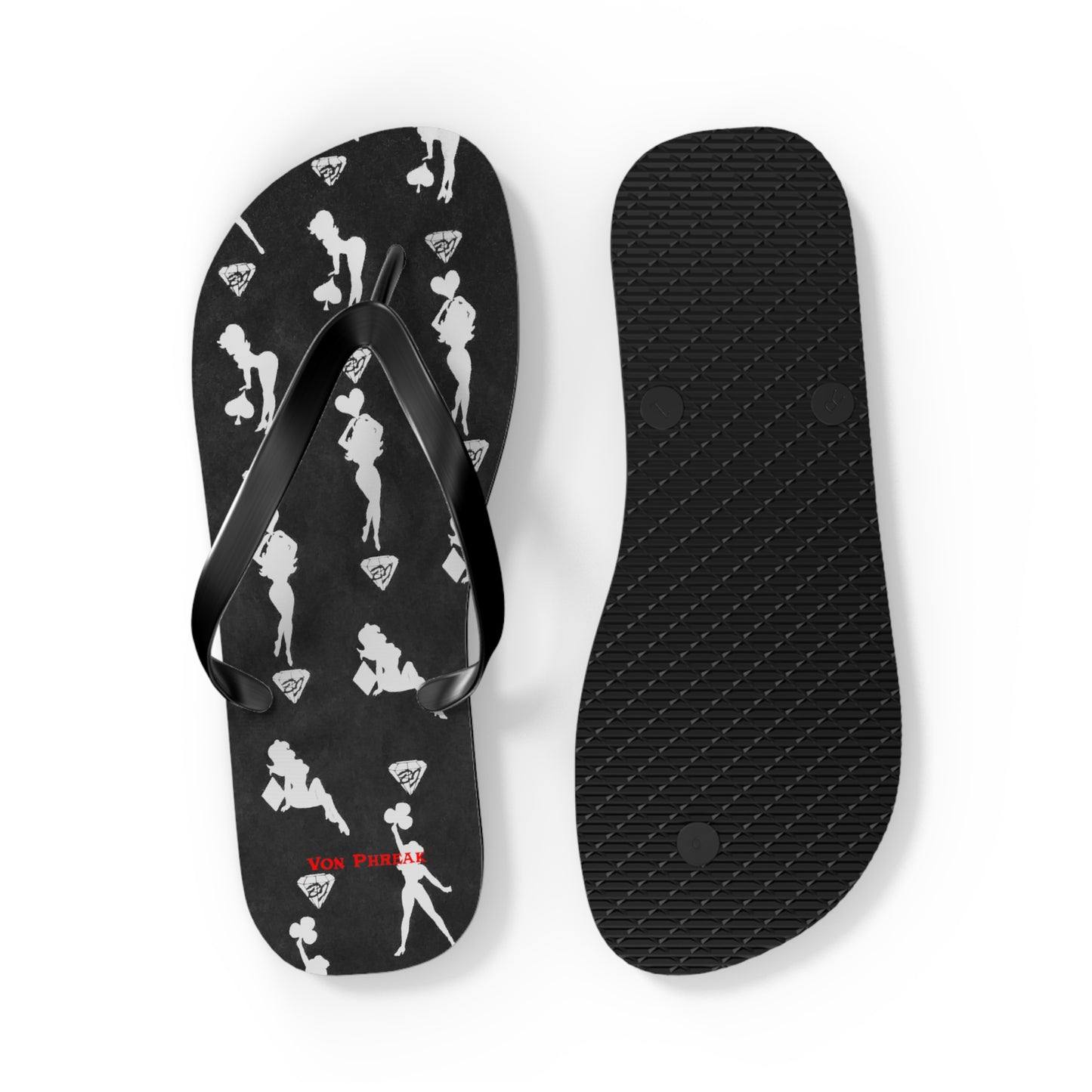 Stylish Mud-Flap Black & Silver Flip Flops - Perfect for Summer Fun & Beach Days (MTO)