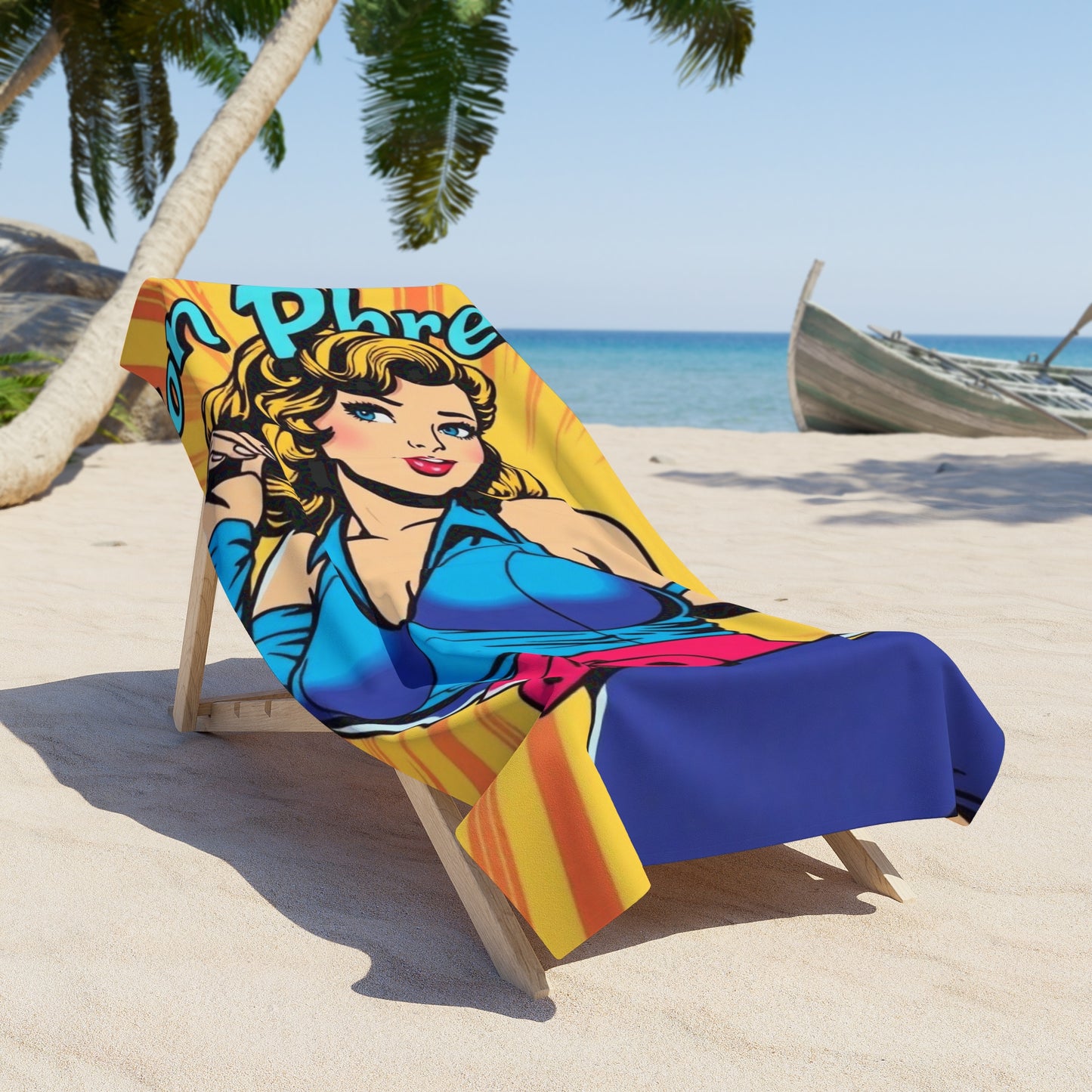 Von Phreak Vibrant Beach Towel - Retro Pop Art, Poolside Accessory, Summer Vibes, Gift for Beach Lovers, Fun Home Decor