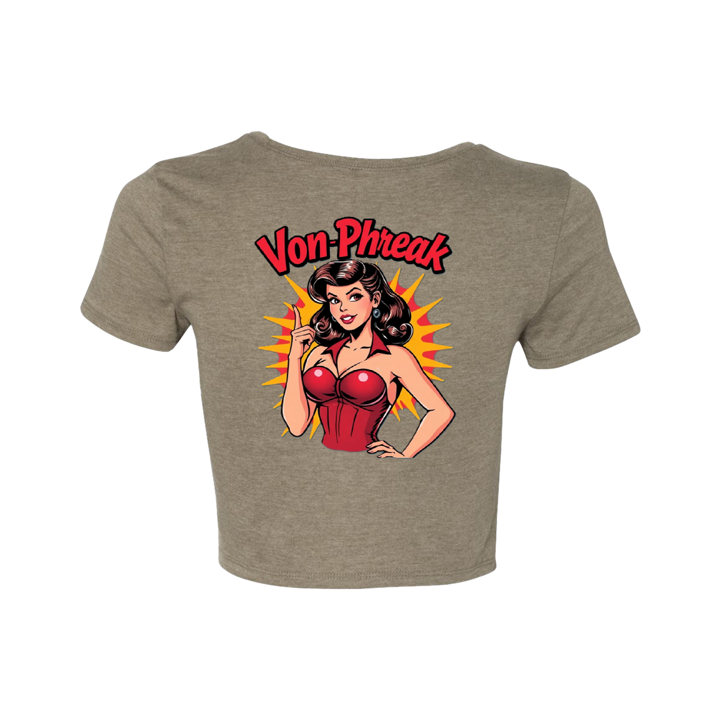 Vintage Pin-Up Style Crop Tee for Trendy Women, Casual Summer Shirt, Gift for Her, Retro Graphic Tee, Festival Outfit