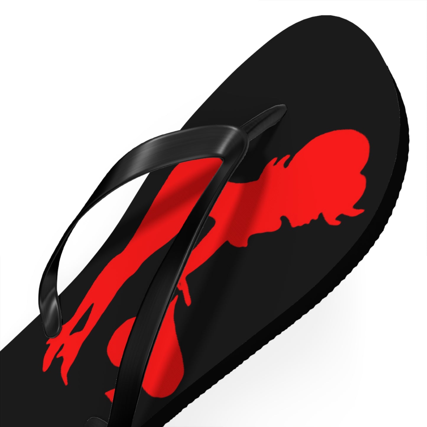 Von Phreak Rebel Flip Flops - Black with Red Silhouette of Mud-Flap Stylish Summer Footwear, Beach Essentials, Poolside Comfort, Vacation Ready, Trendy Accessories