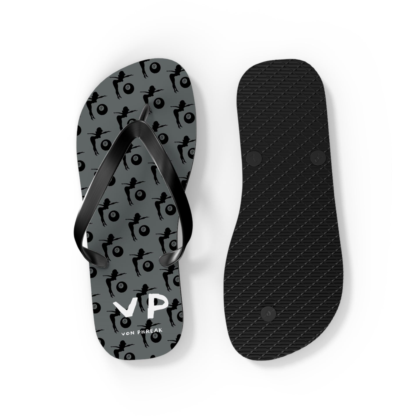 Flip Flops with Mud Flap Girl Holding 8-Ball Design (MTO)