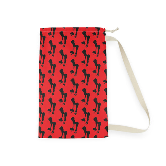 Stylish Red Laundry Bag with Fun Silhouette of Spade Girl Design (MTO)