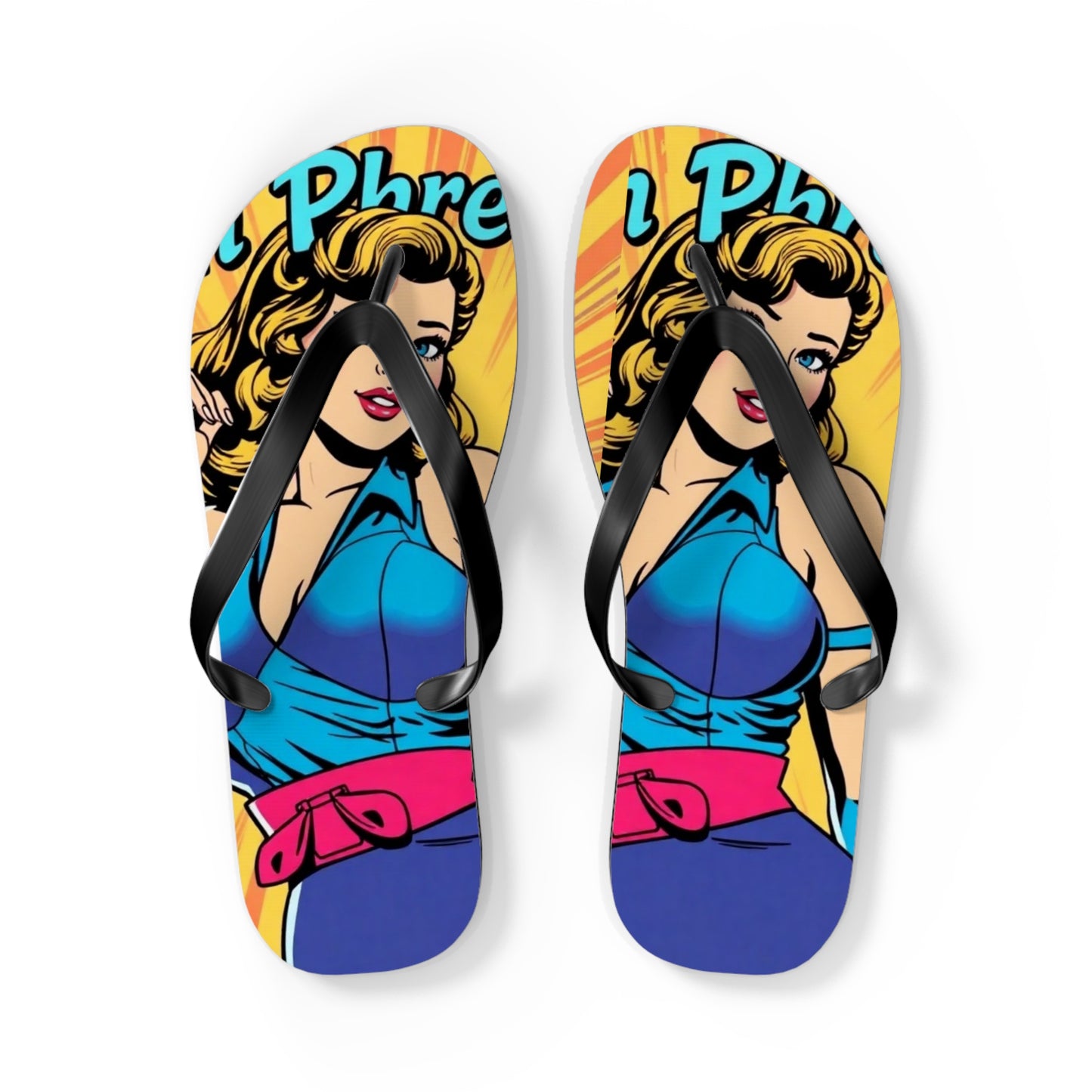 Retro Pop Art Flip Flops - Chic Beach Footwear (MTO)